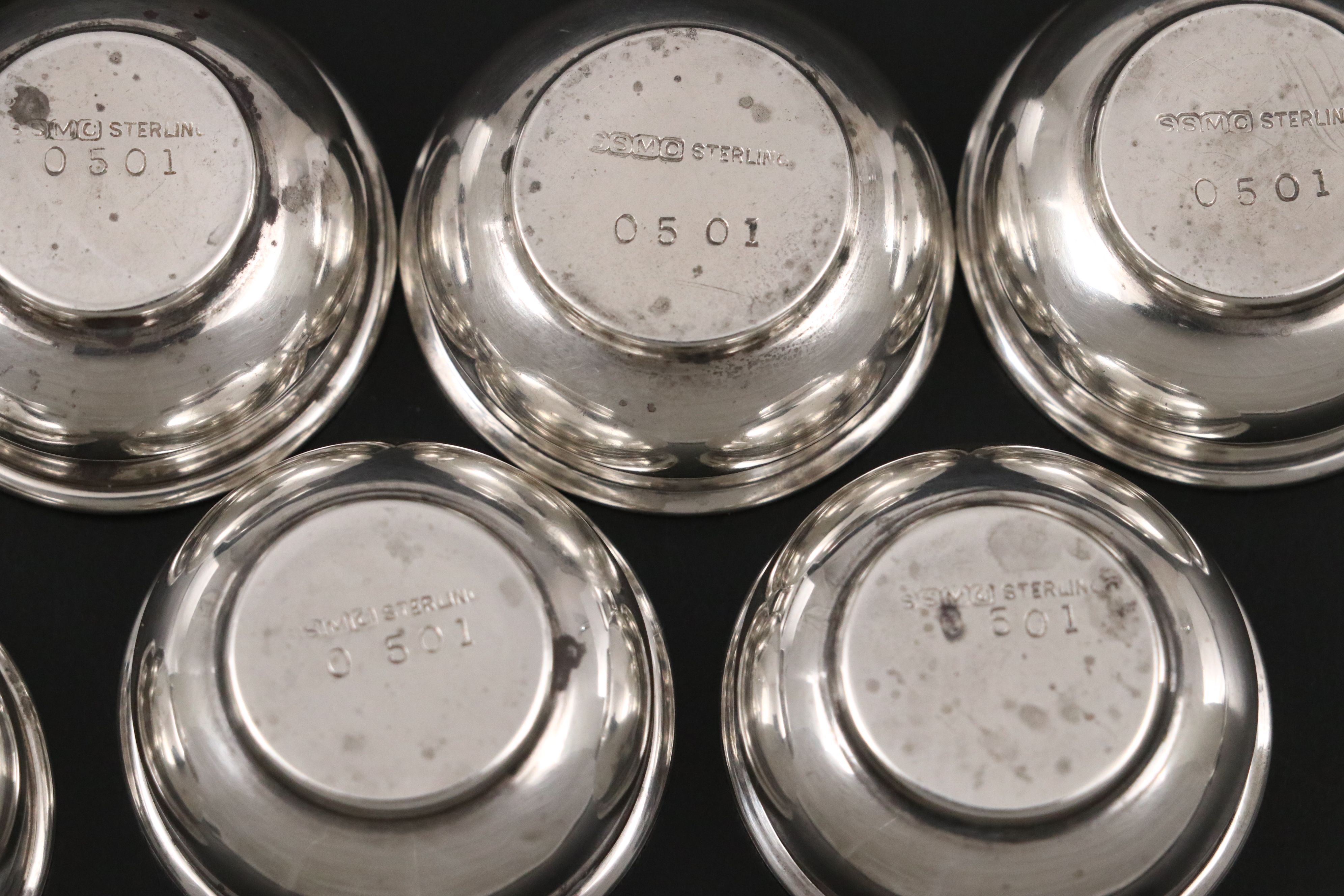 Sterling Salt Cellar and Spoons with Silver Plate Hand-Chased Shakers and More