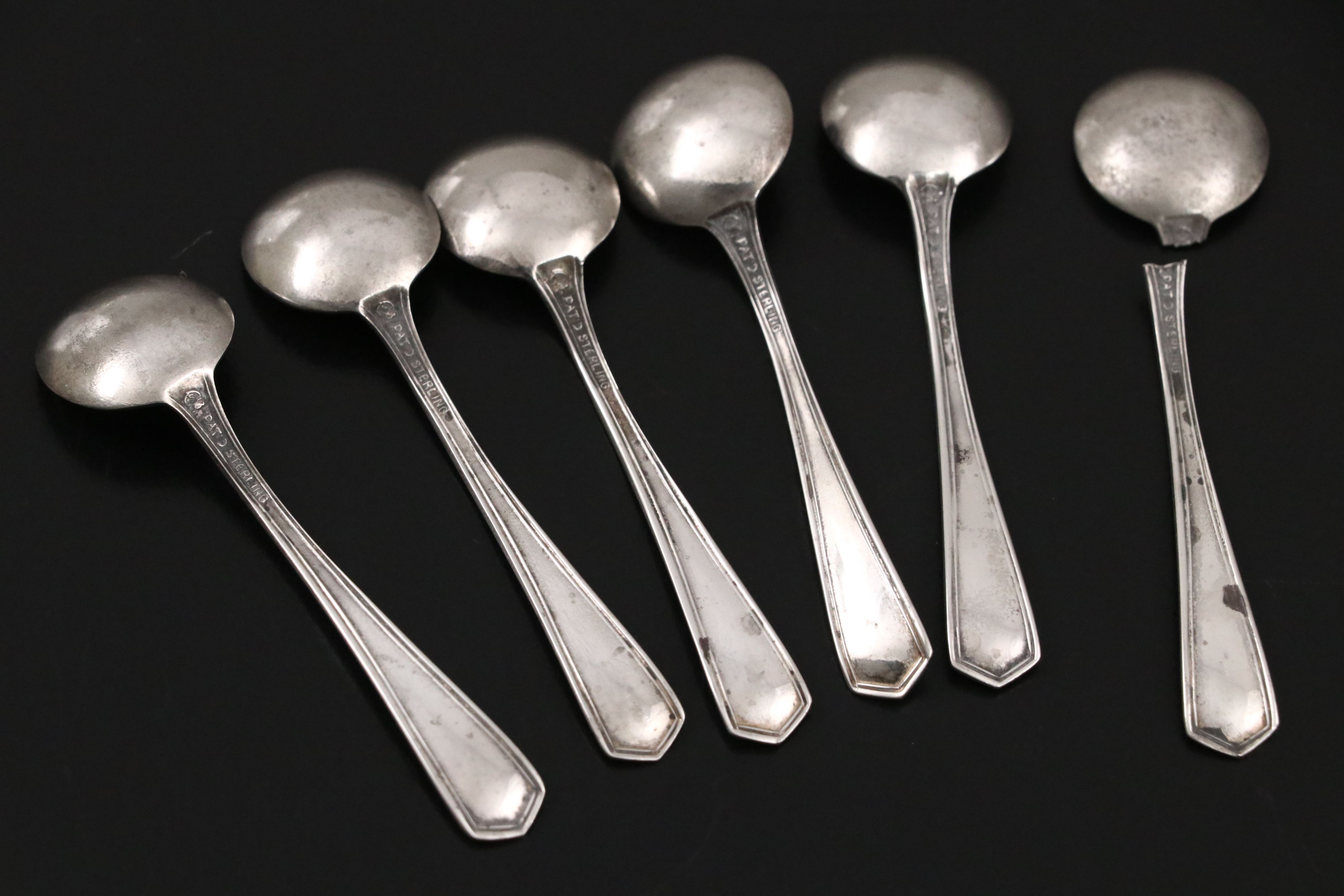 Sterling Salt Cellar and Spoons with Silver Plate Hand-Chased Shakers and More