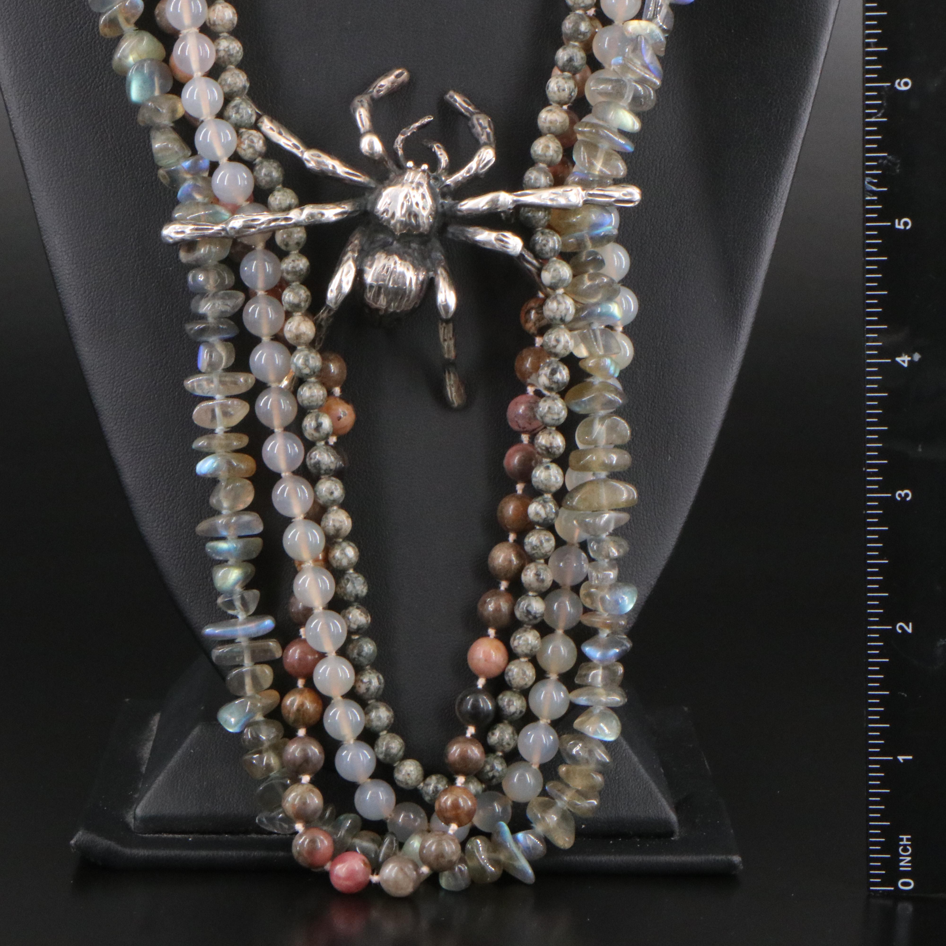 Clifton L Nicholson Sterling Spider Pendant on Gemstone Necklaces