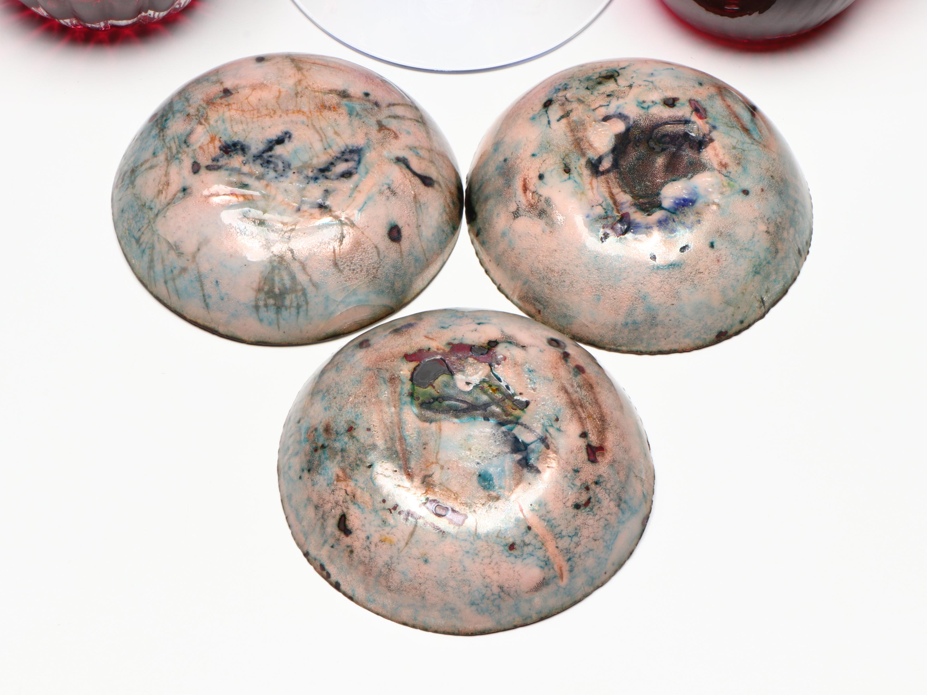 Mid Century Modern Enamel Dishes with Other Glass Decor