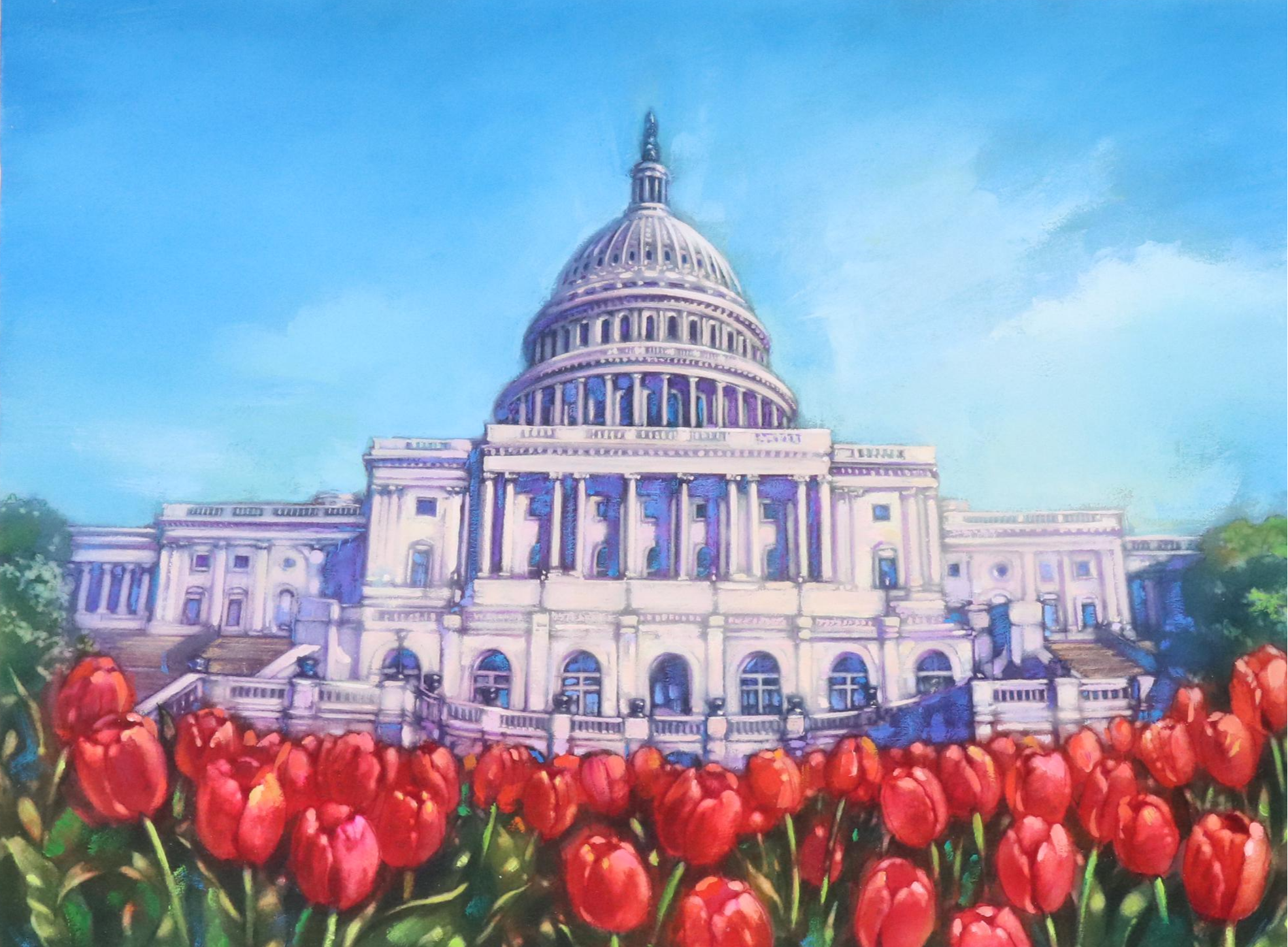 James Kevin Torline Gouache Illustration of Holiday White House Scene, More