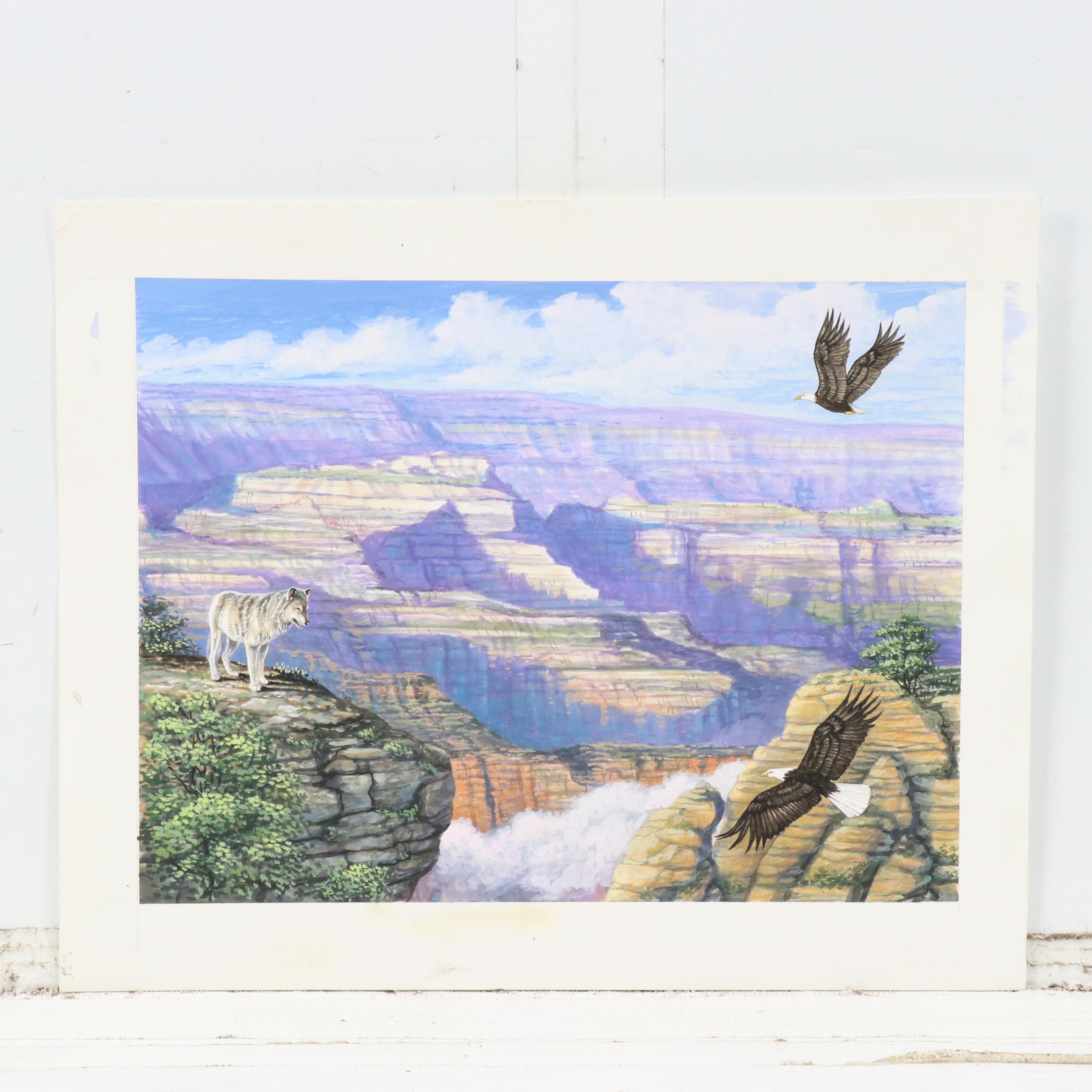 James Kevin Torline Gouache Illustration of Holiday White House Scene, More