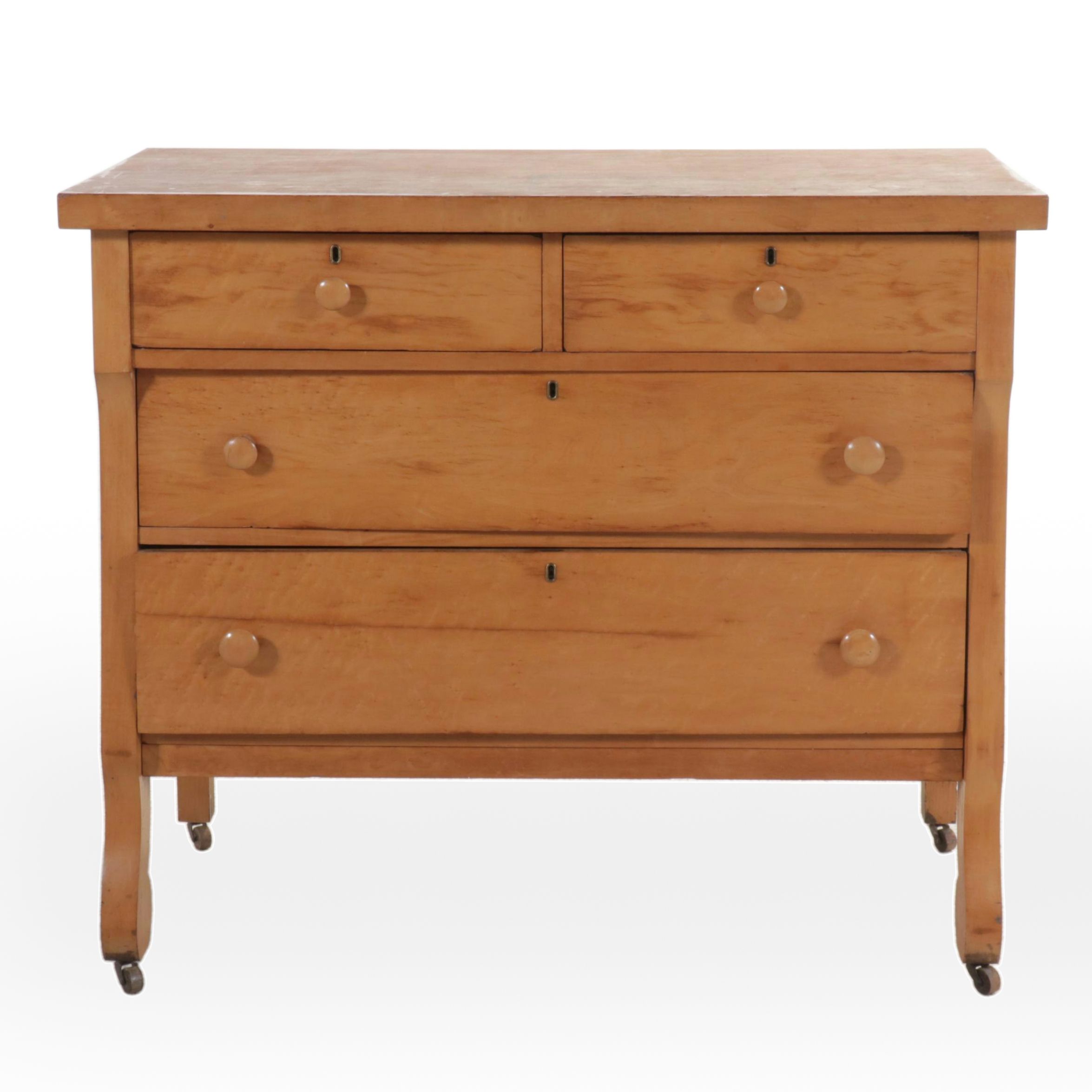 The Geyler Furniture Empire Style Maple Four-Drawer Chest, Early 20th Century