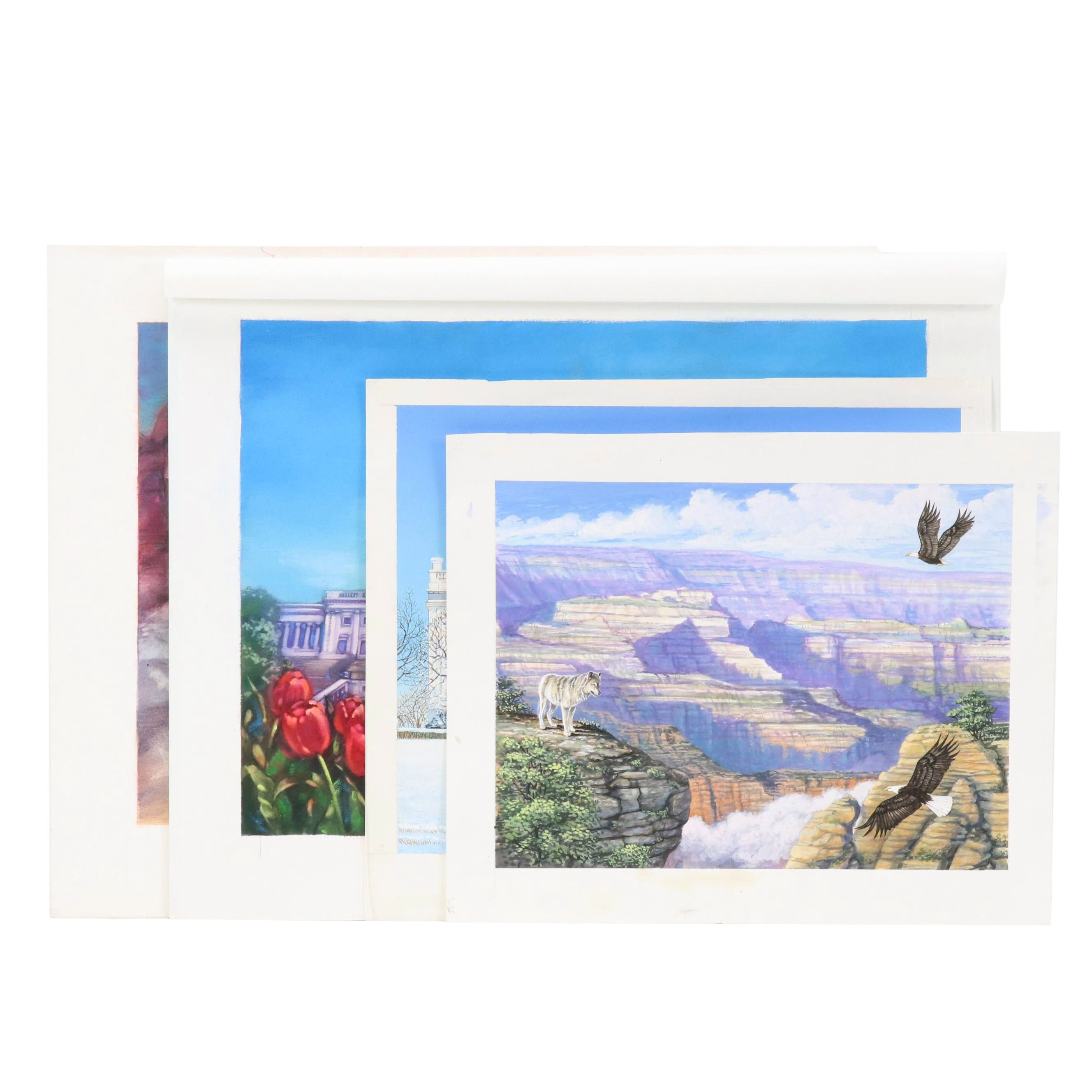 James Kevin Torline Gouache Illustration of Holiday White House Scene, More