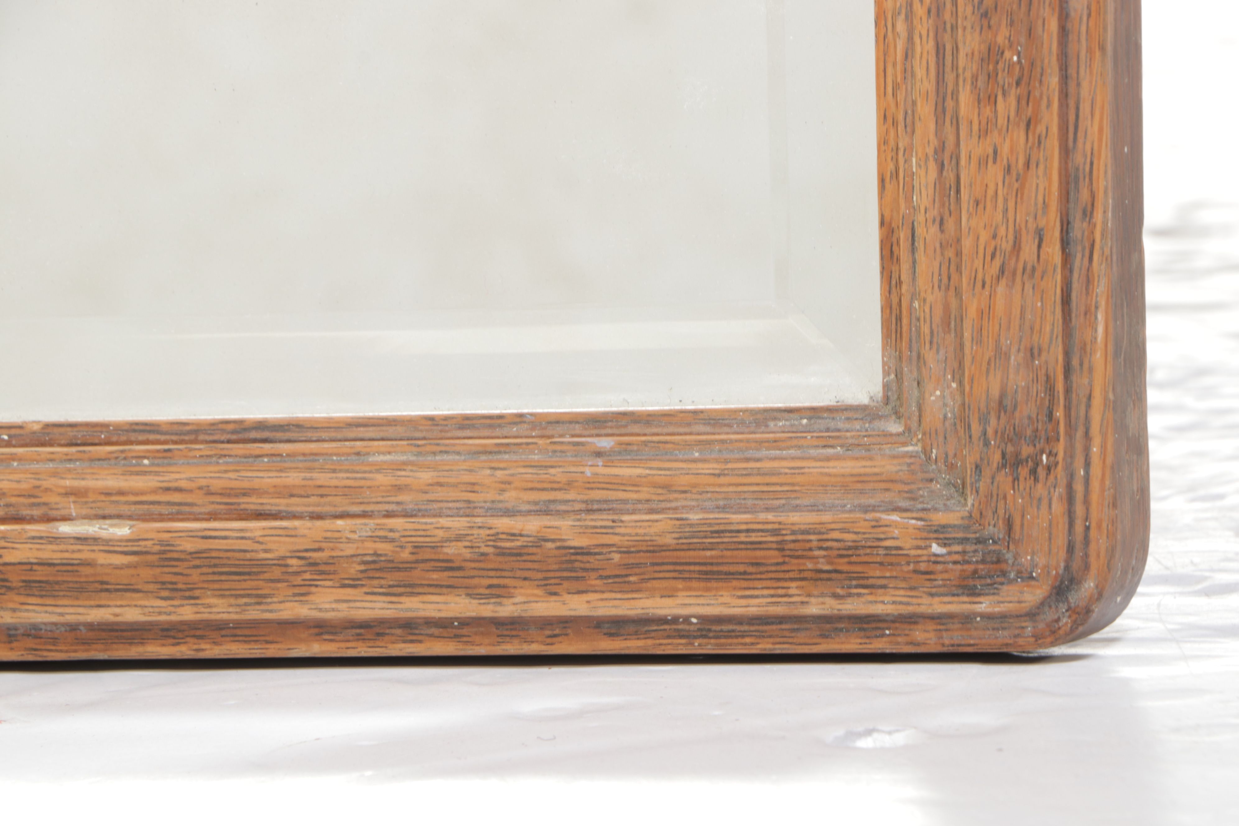 Birdseye Maple Serpentine Front Desk with Oak Framed Mirror