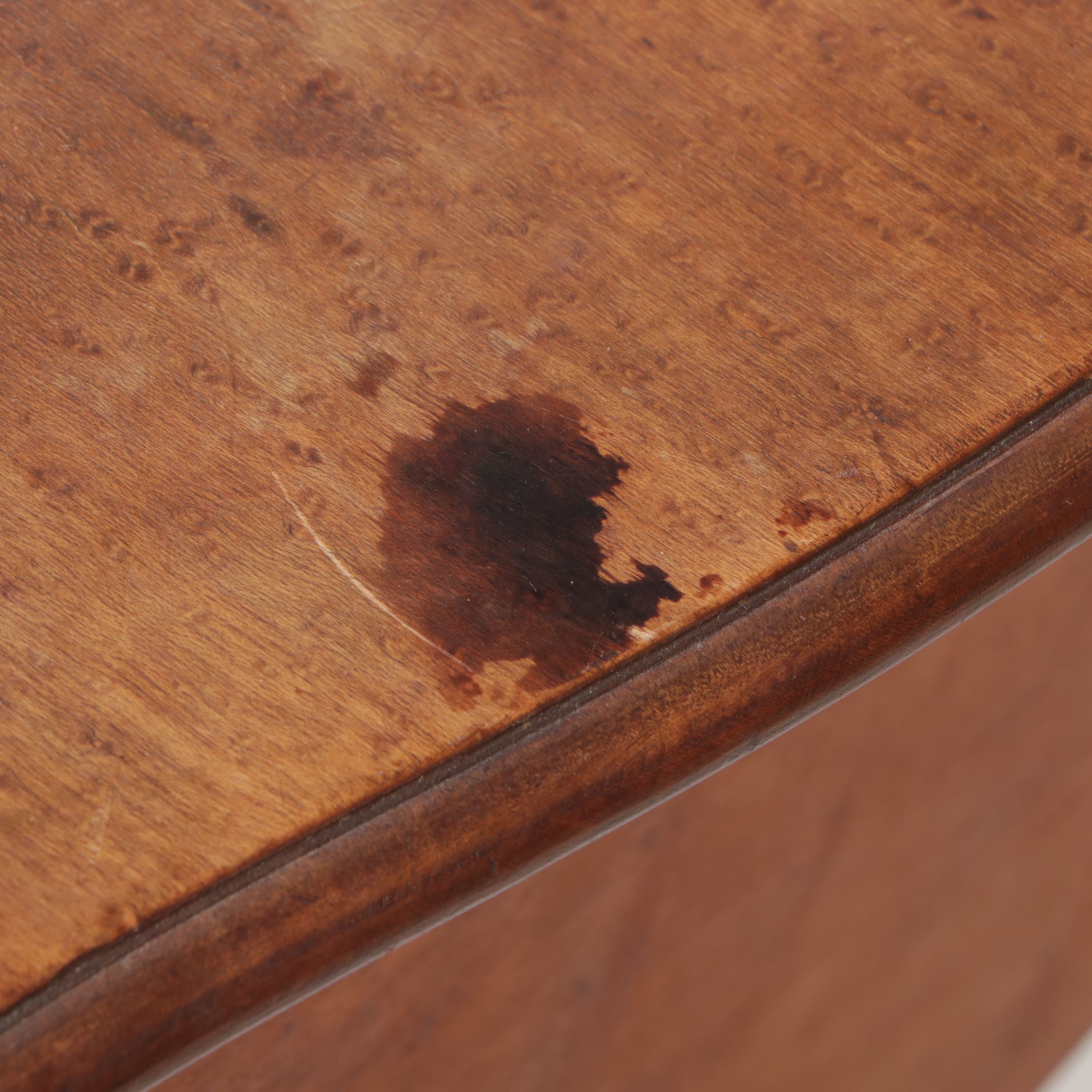 Birdseye Maple Serpentine Front Desk with Oak Framed Mirror