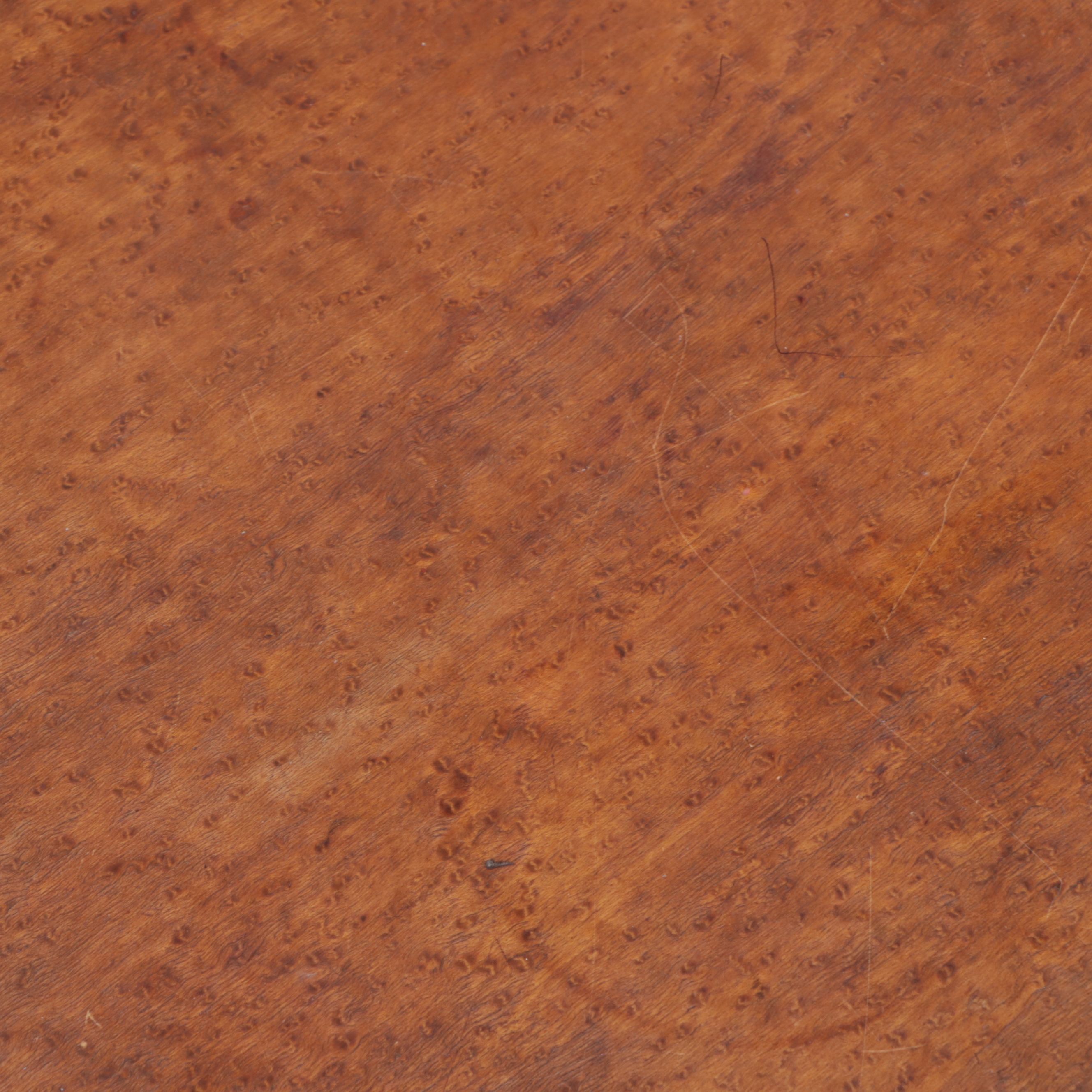 Birdseye Maple Serpentine Front Desk with Oak Framed Mirror