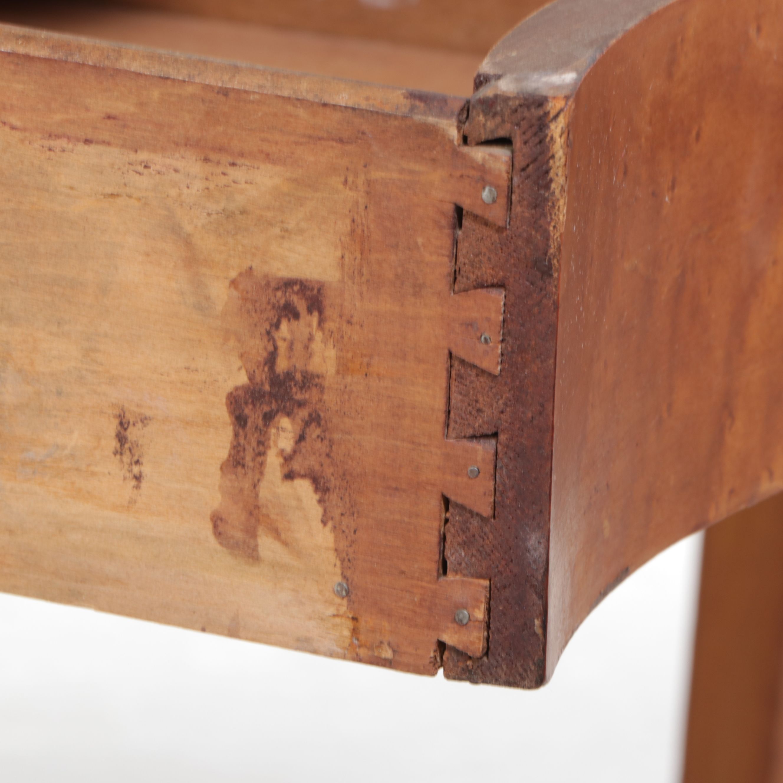 Birdseye Maple Serpentine Front Desk with Oak Framed Mirror