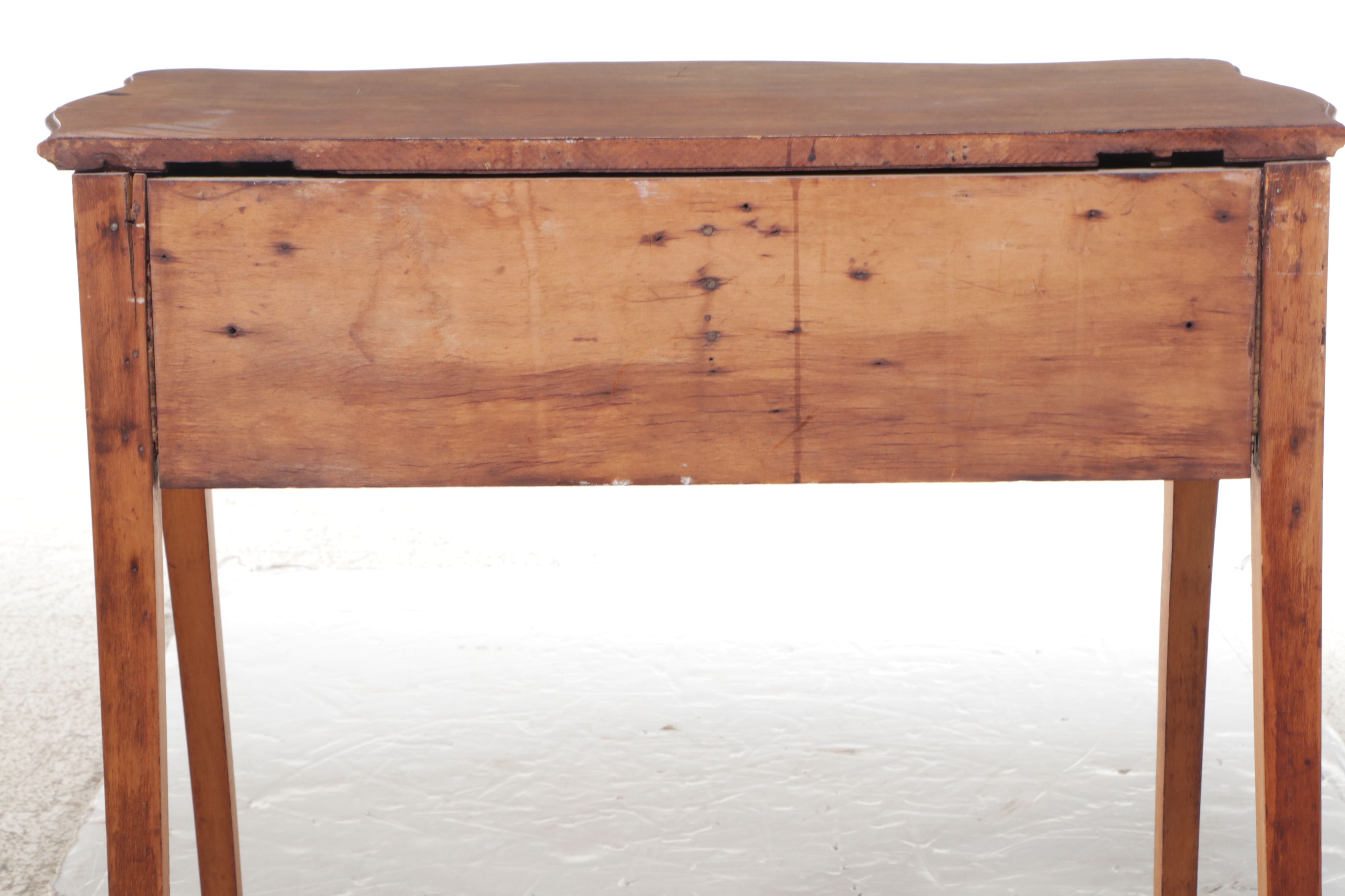 Birdseye Maple Serpentine Front Desk with Oak Framed Mirror