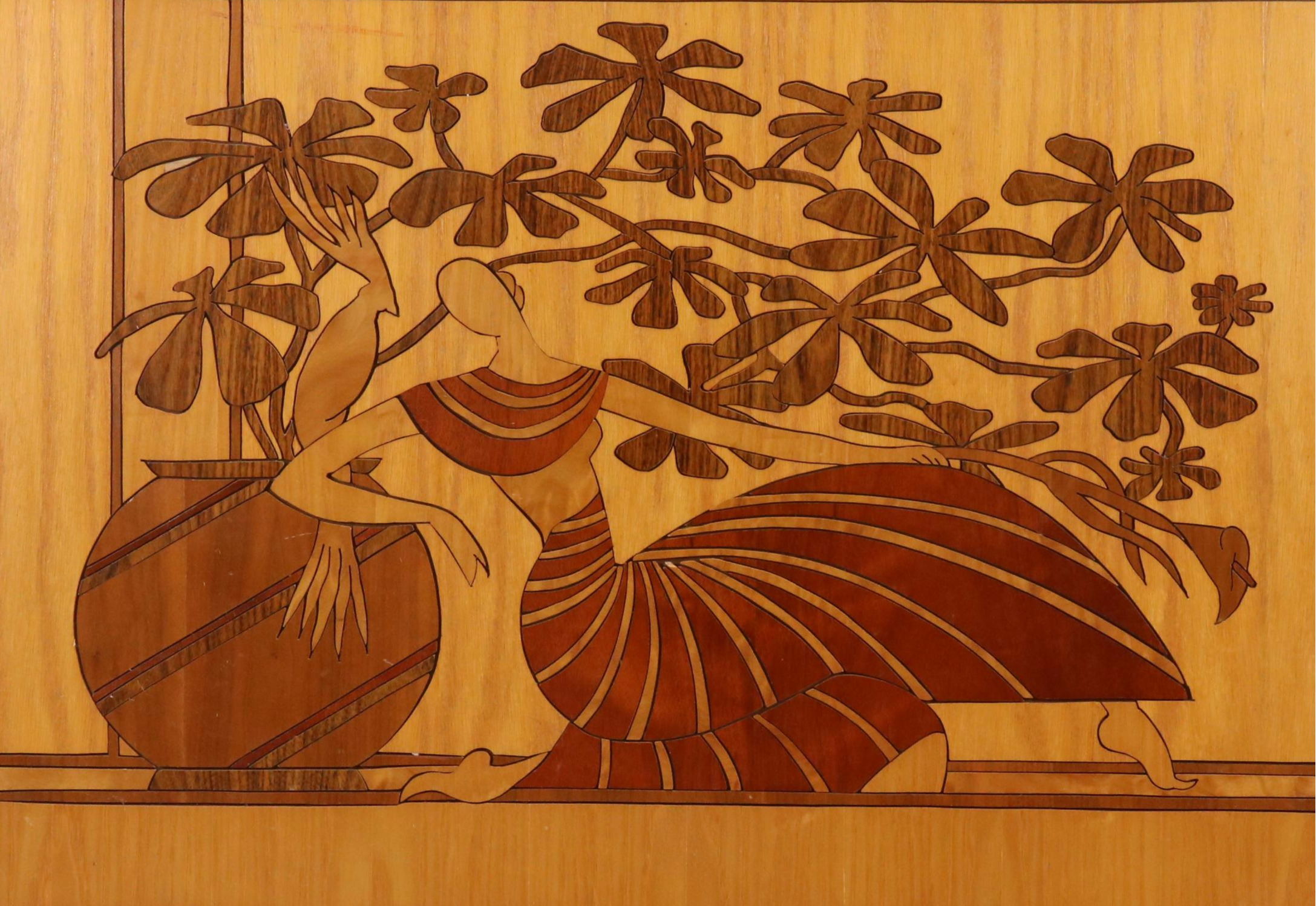 Stedman Deco Revival Marquetry Wood Panel, Circa 1970