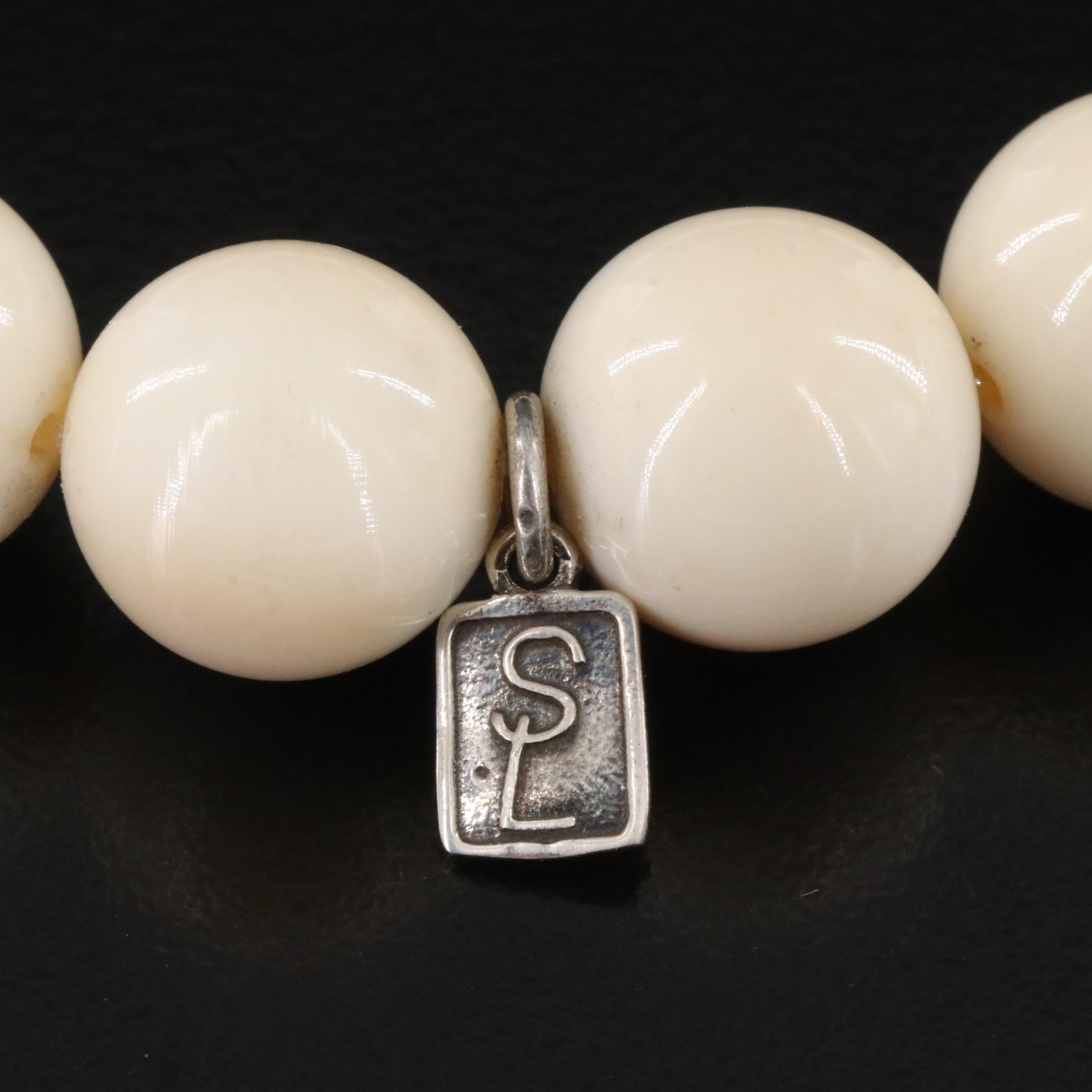 Sheryl Lowe Sterling Shell and Diamond "Peace" Bracelet