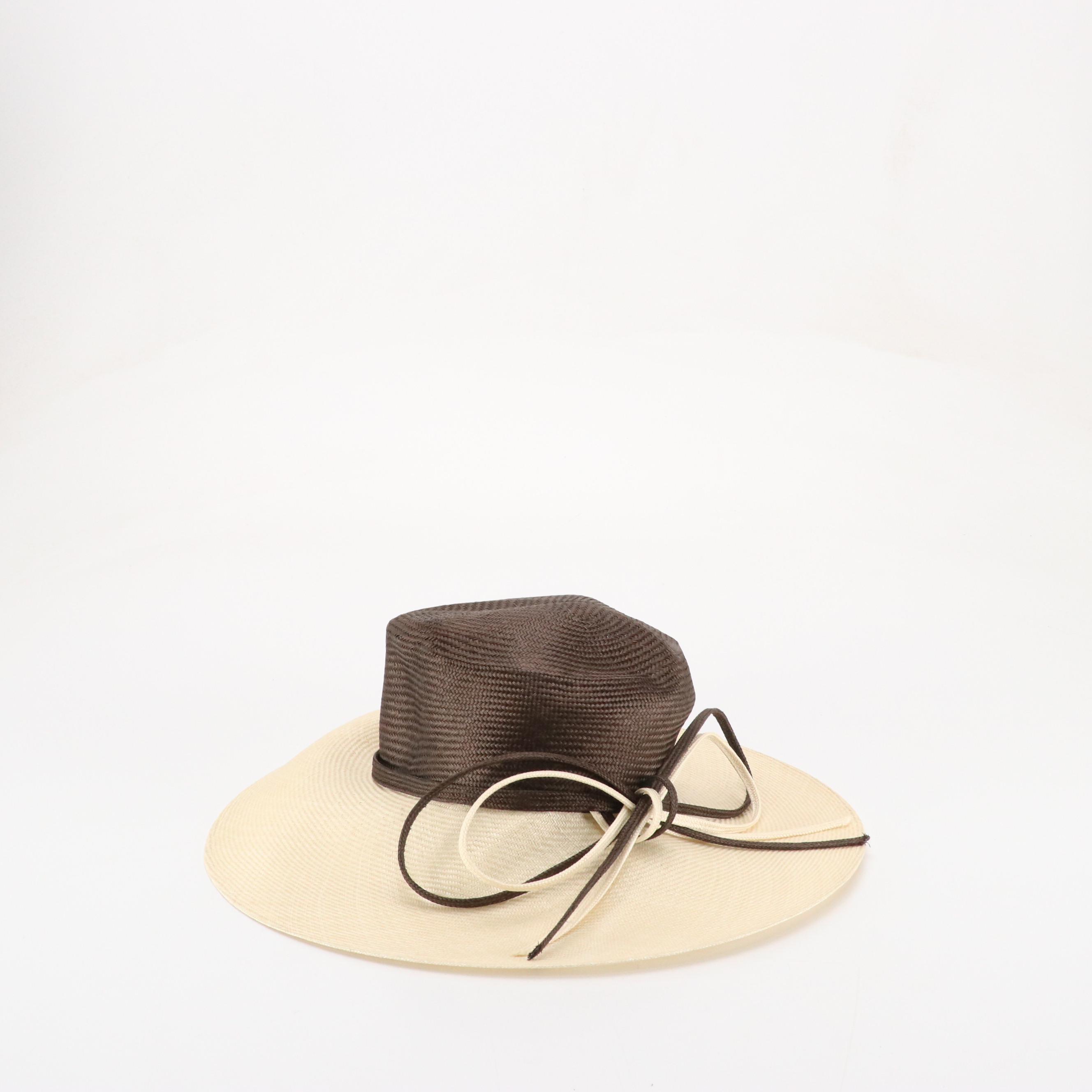 Whiteley Headband Fascinator and Wide Brim Hat in Woven Natural Fiber