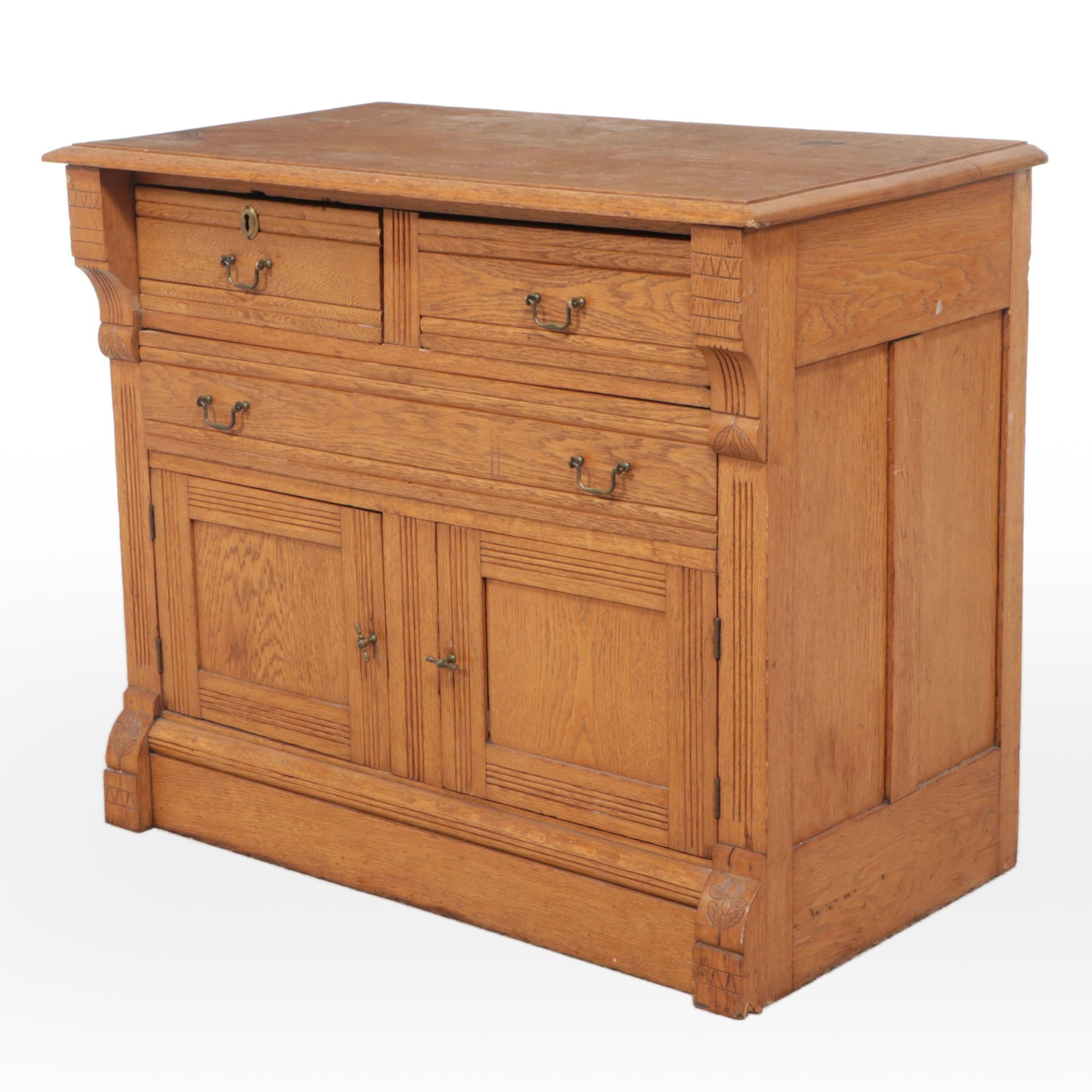 Victorian Oak Cabinet, Late 19th/ Early 20th Century