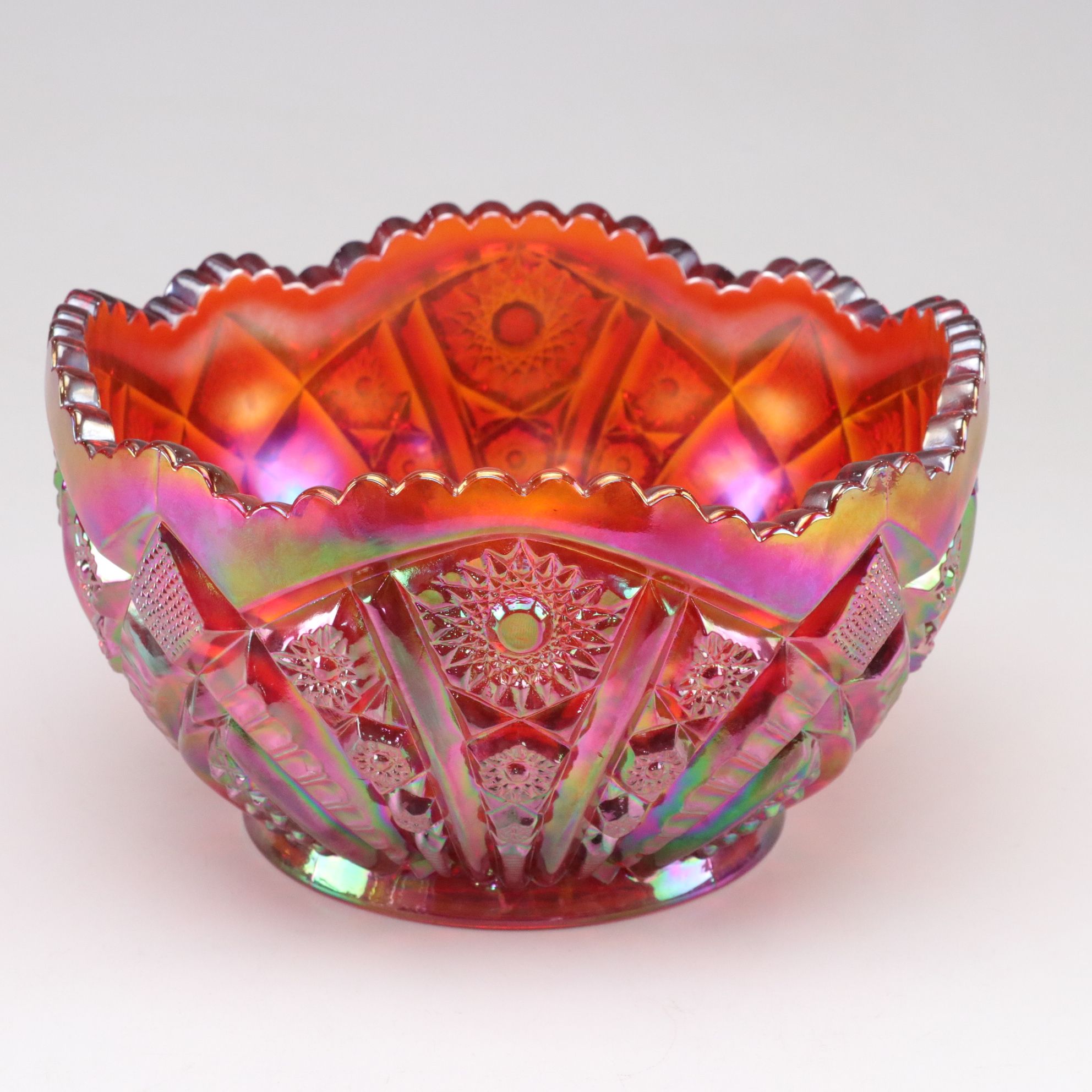 Carnival Glass Bowl & Dessert Wine Glasses