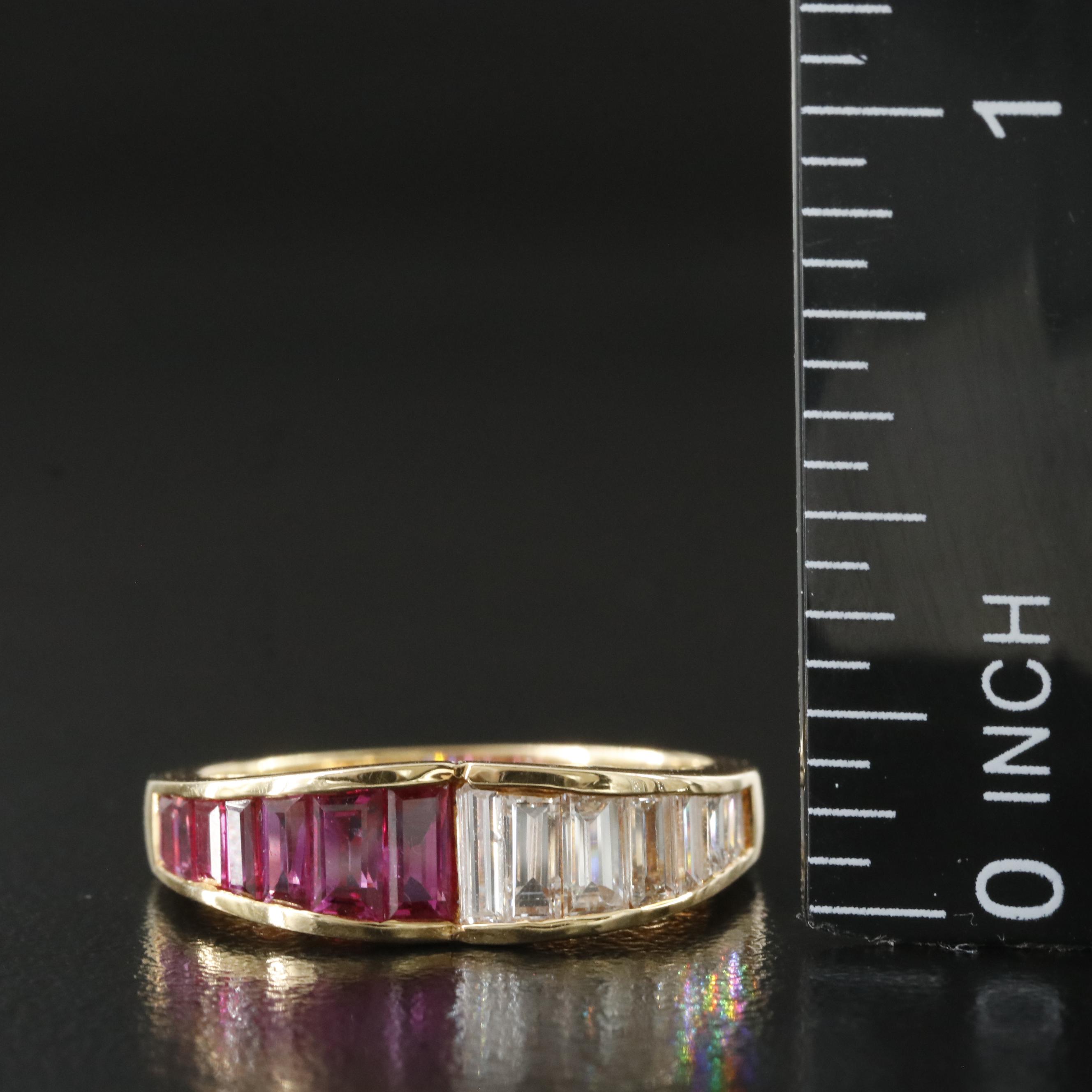 18K Diamond and Ruby Fluted Ring
