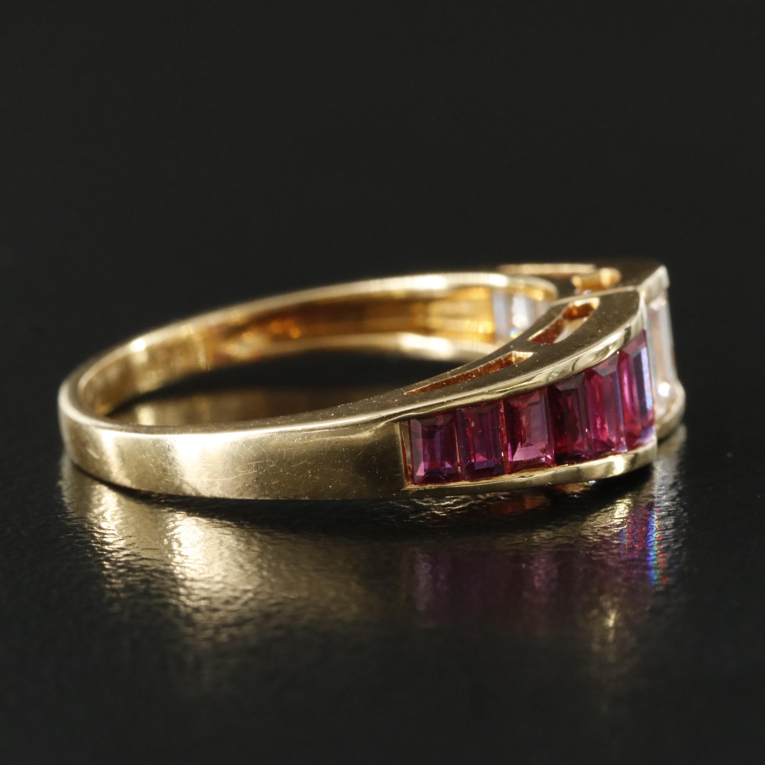 18K Diamond and Ruby Fluted Ring