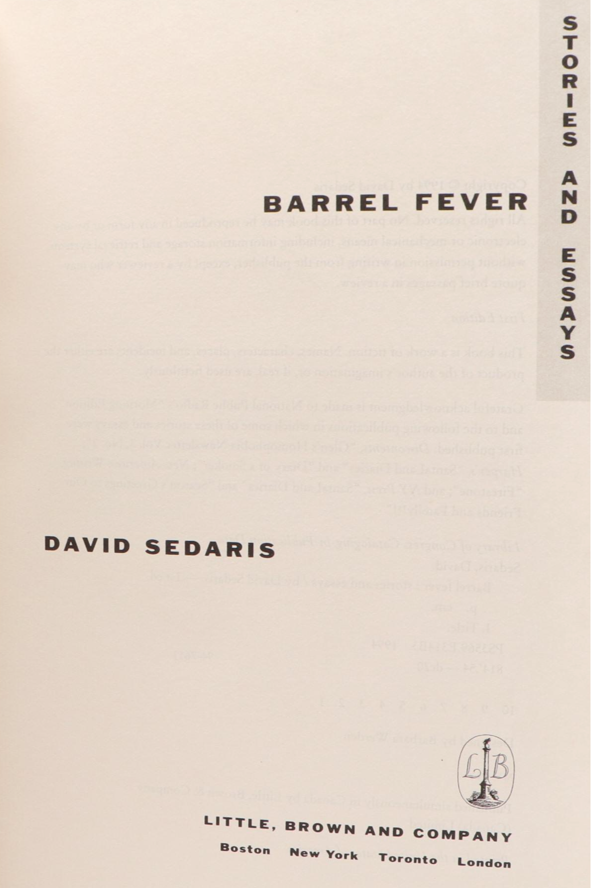 First Edition "Barrel Fever" by David Sedaris with More Books