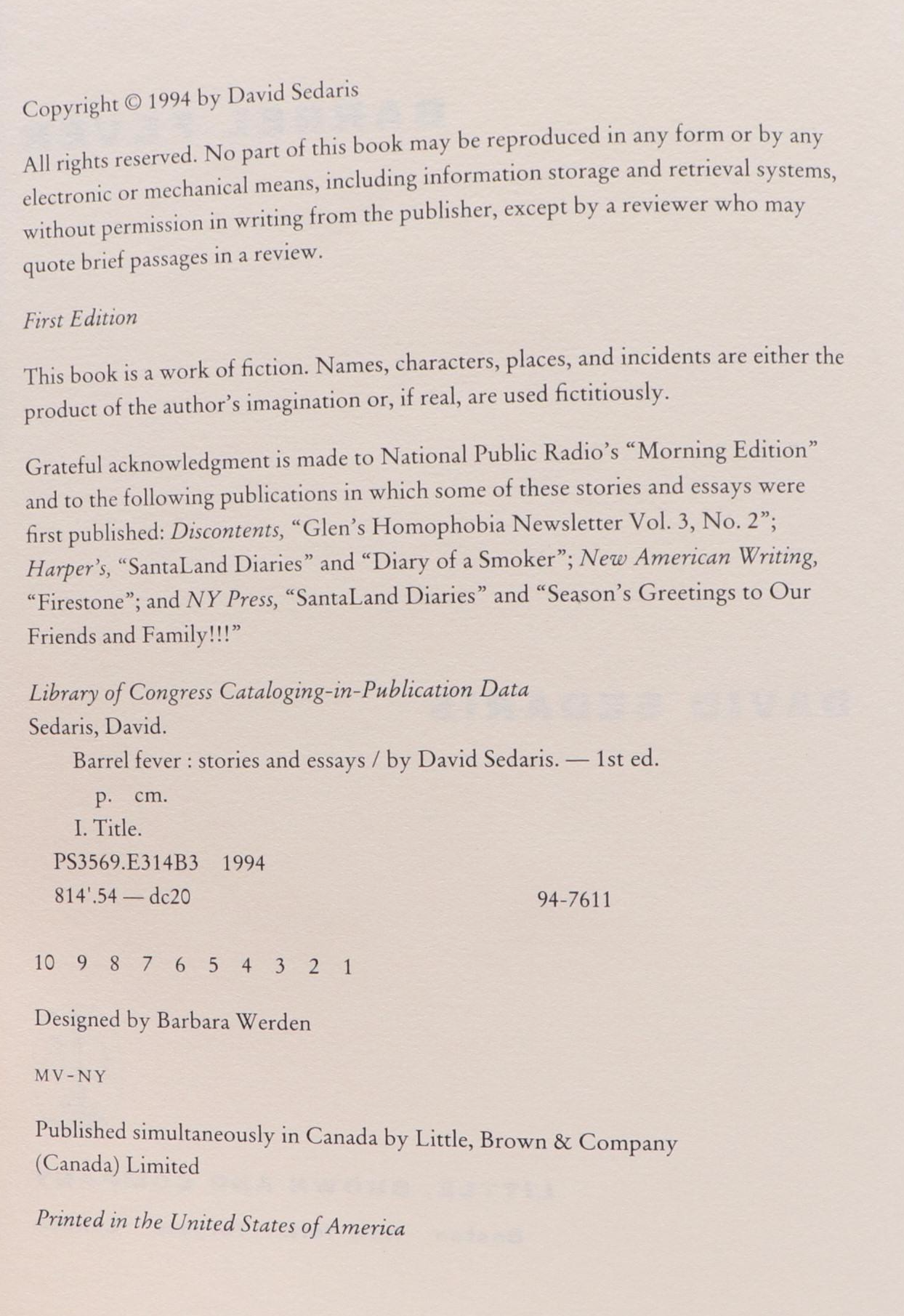 First Edition "Barrel Fever" by David Sedaris with More Books