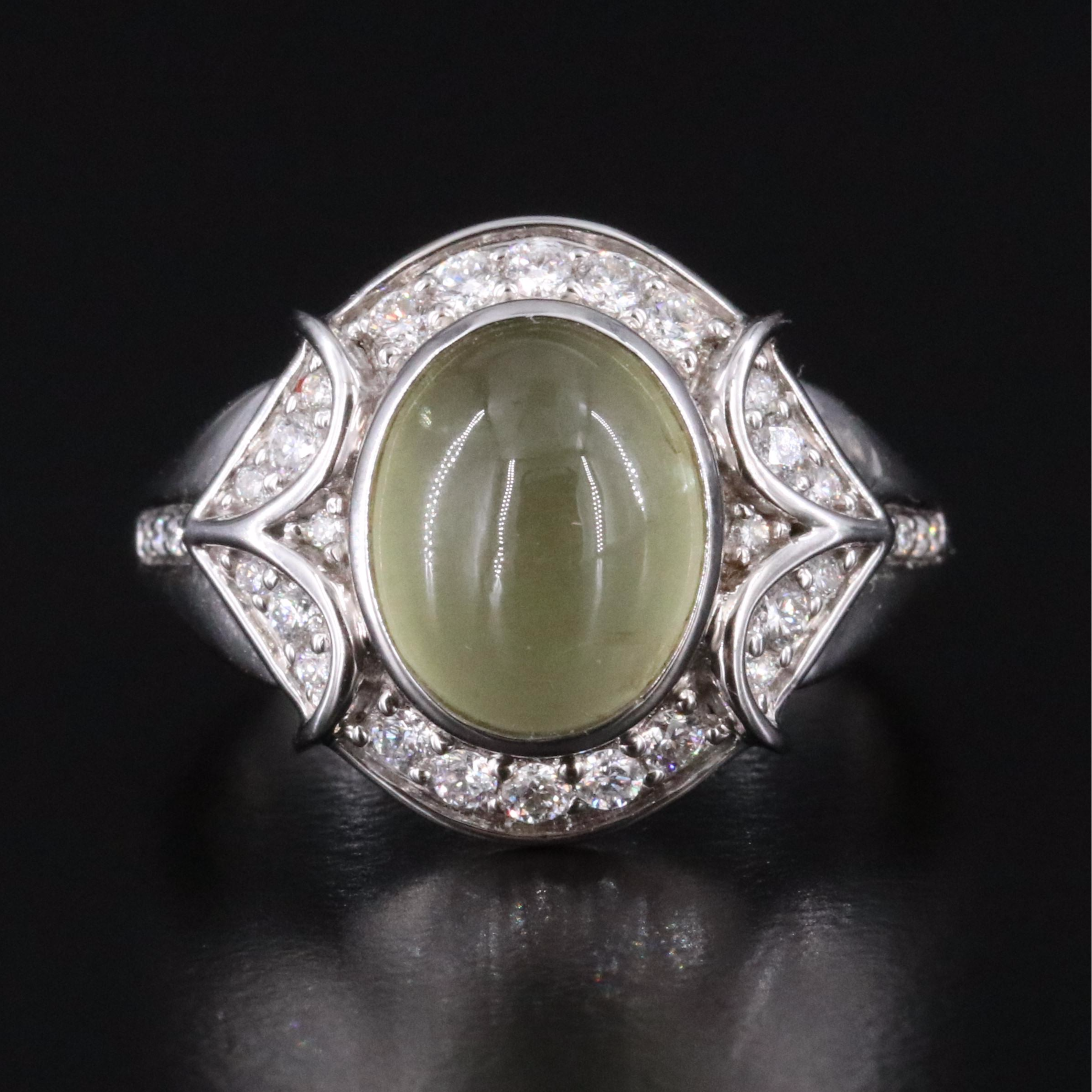 Chromia 18K Cat's Eye Sillimanite and Diamond Ring
