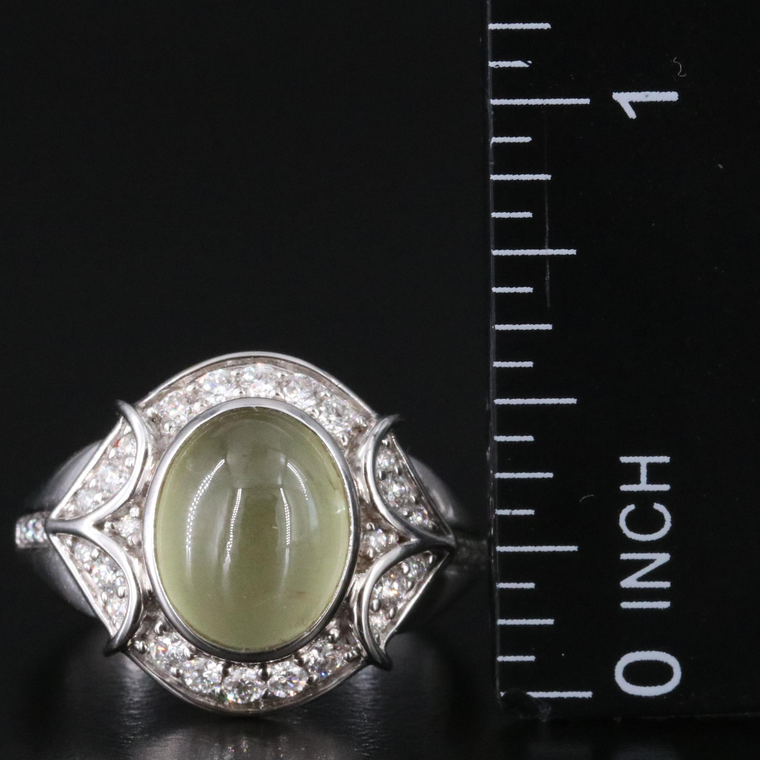 Chromia 18K Cat's Eye Sillimanite and Diamond Ring