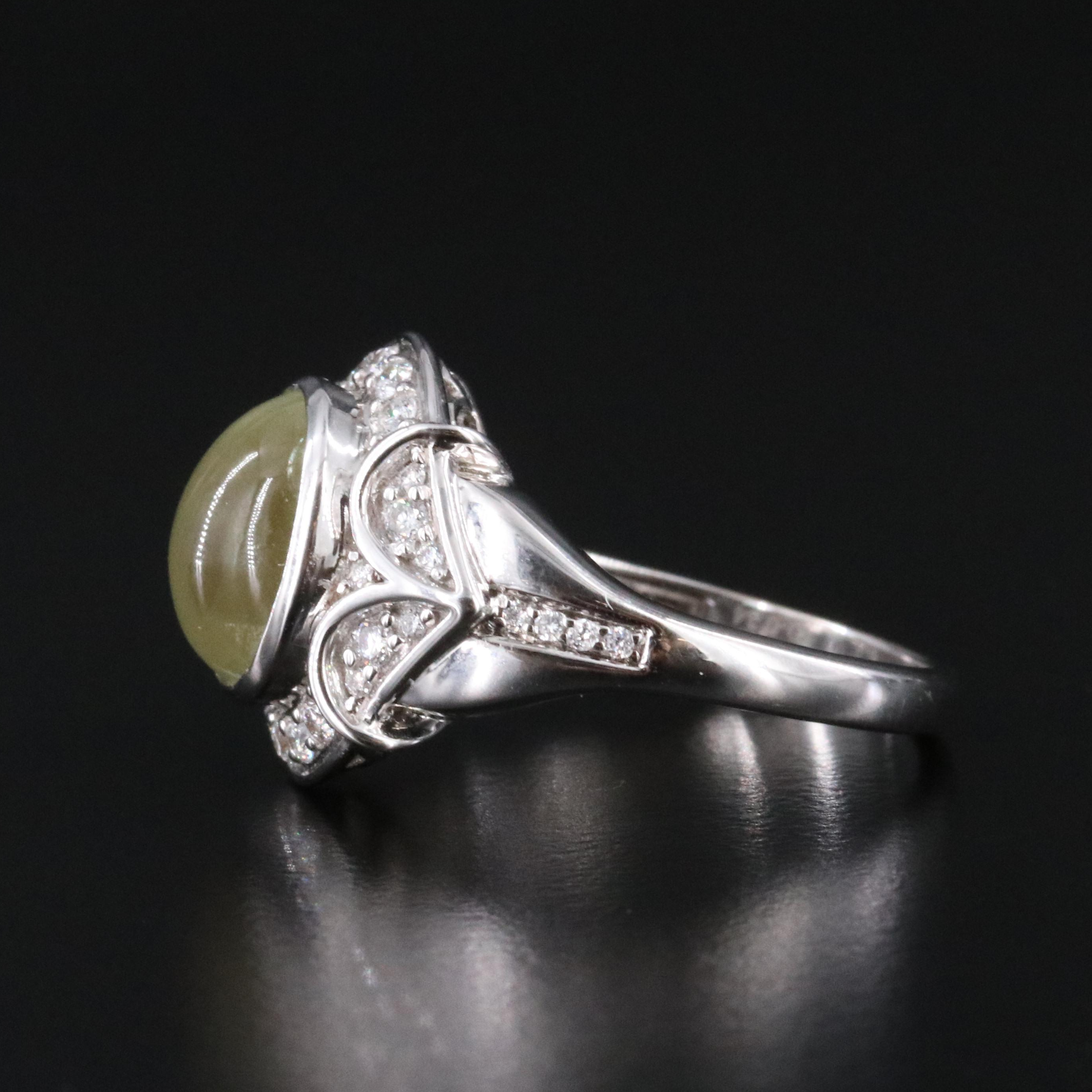 Chromia 18K Cat's Eye Sillimanite and Diamond Ring
