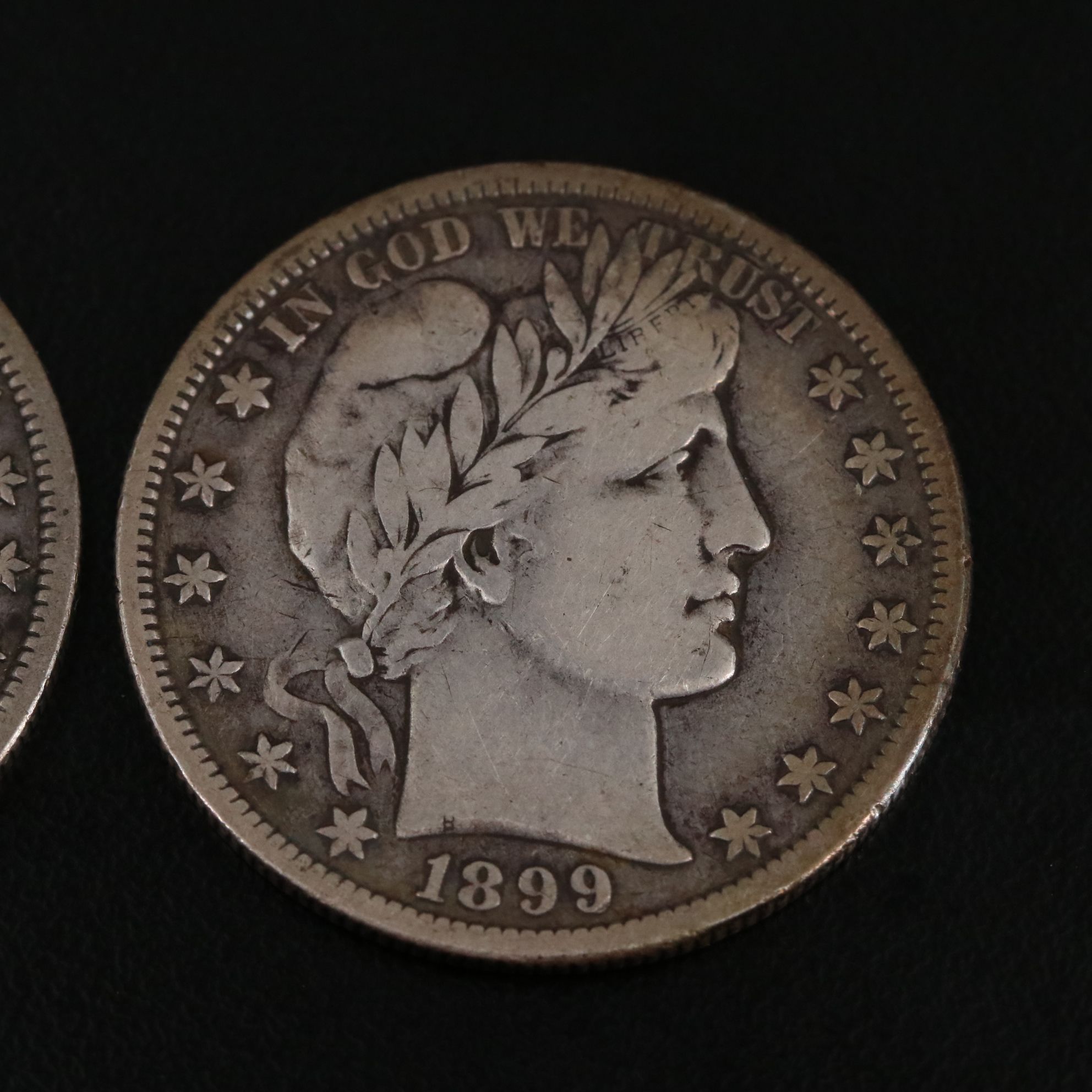 Two Barber Silver Half Dollars Including 1899 and 1899-S