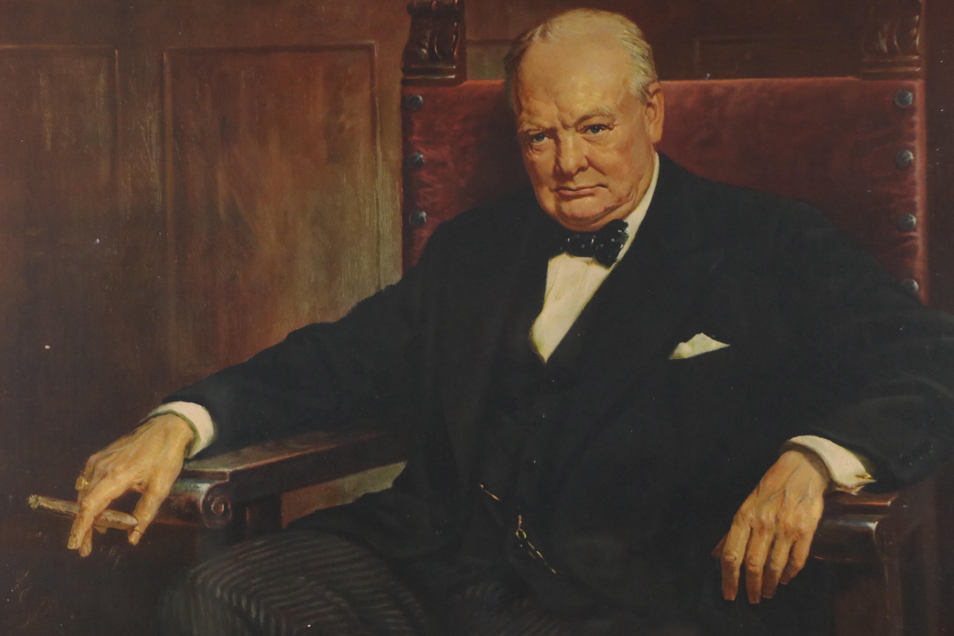 Collotype of Winston Churchill After Professor Arthur Pan