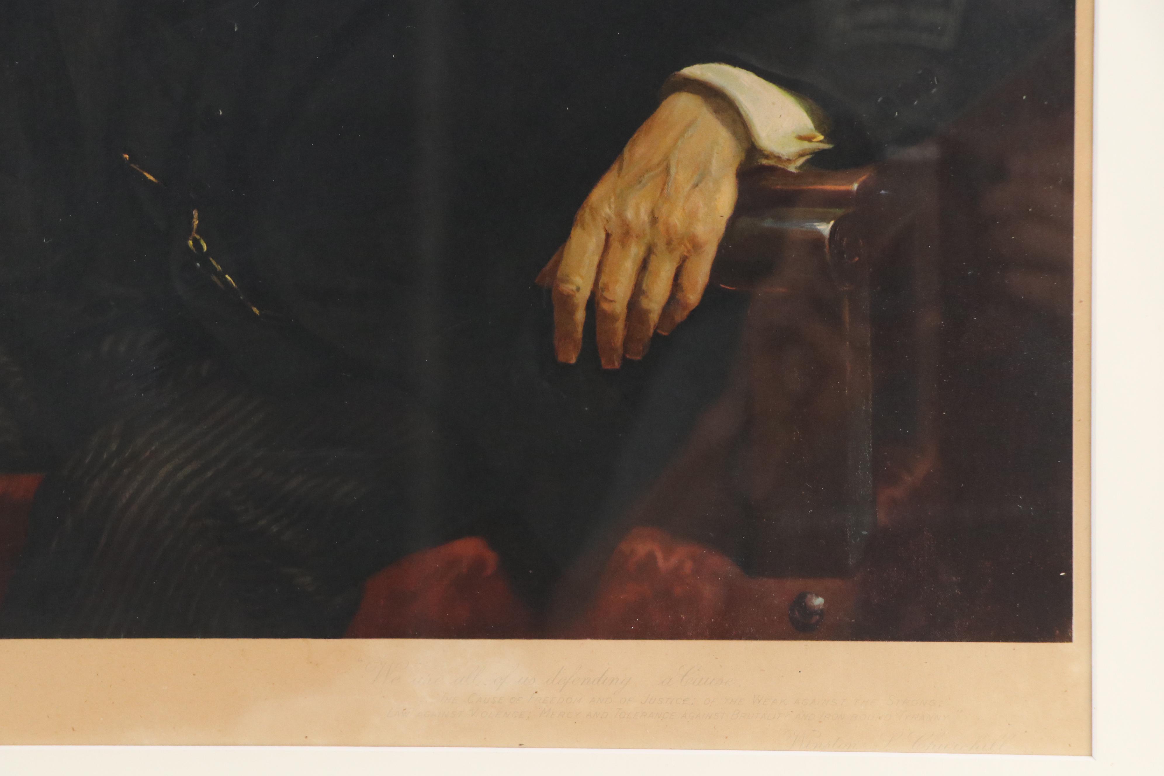 Collotype of Winston Churchill After Professor Arthur Pan