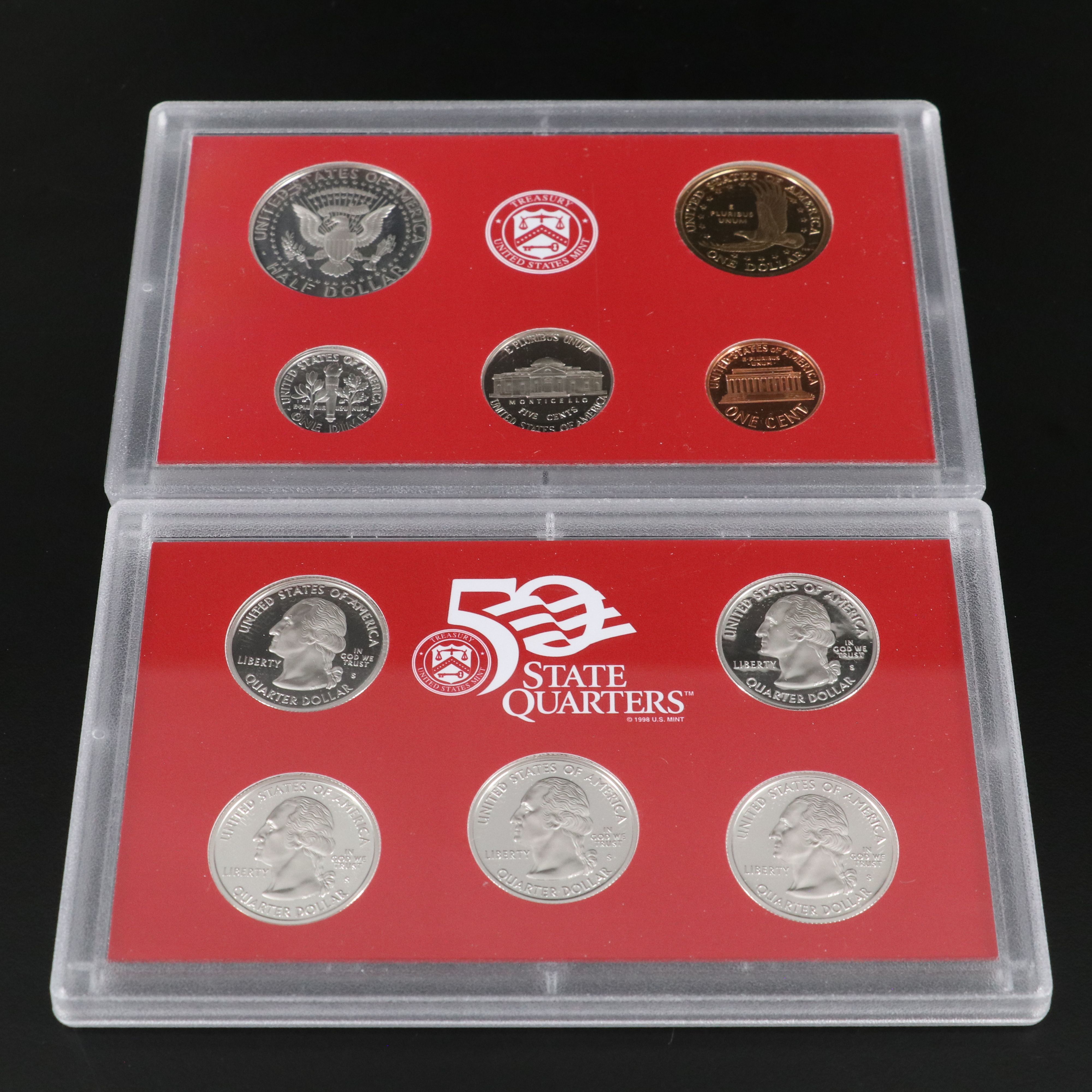 Three United States Modern Silver Proof Sets, 2001, 2002, and 2005