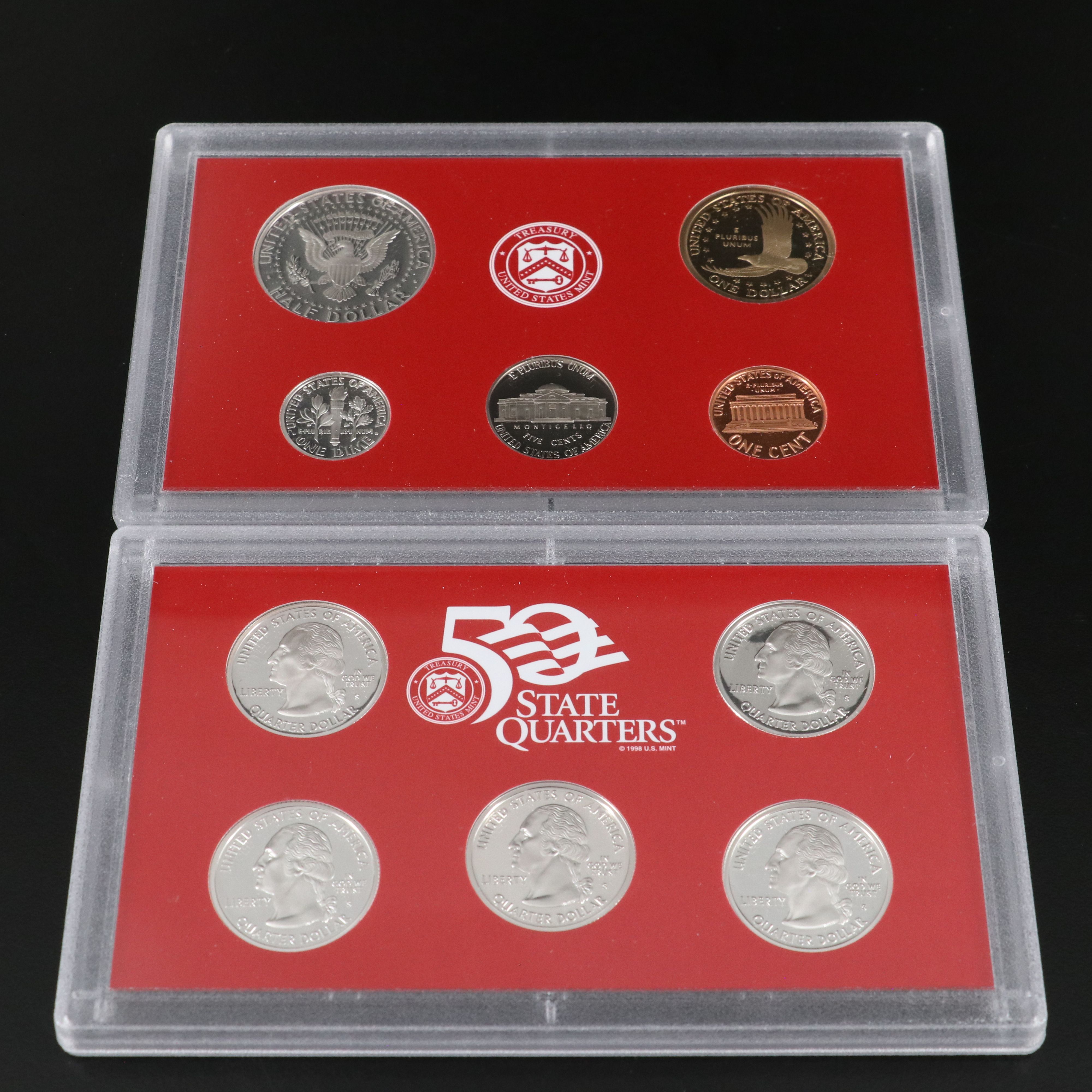 Three United States Modern Silver Proof Sets, 2001, 2002, and 2005
