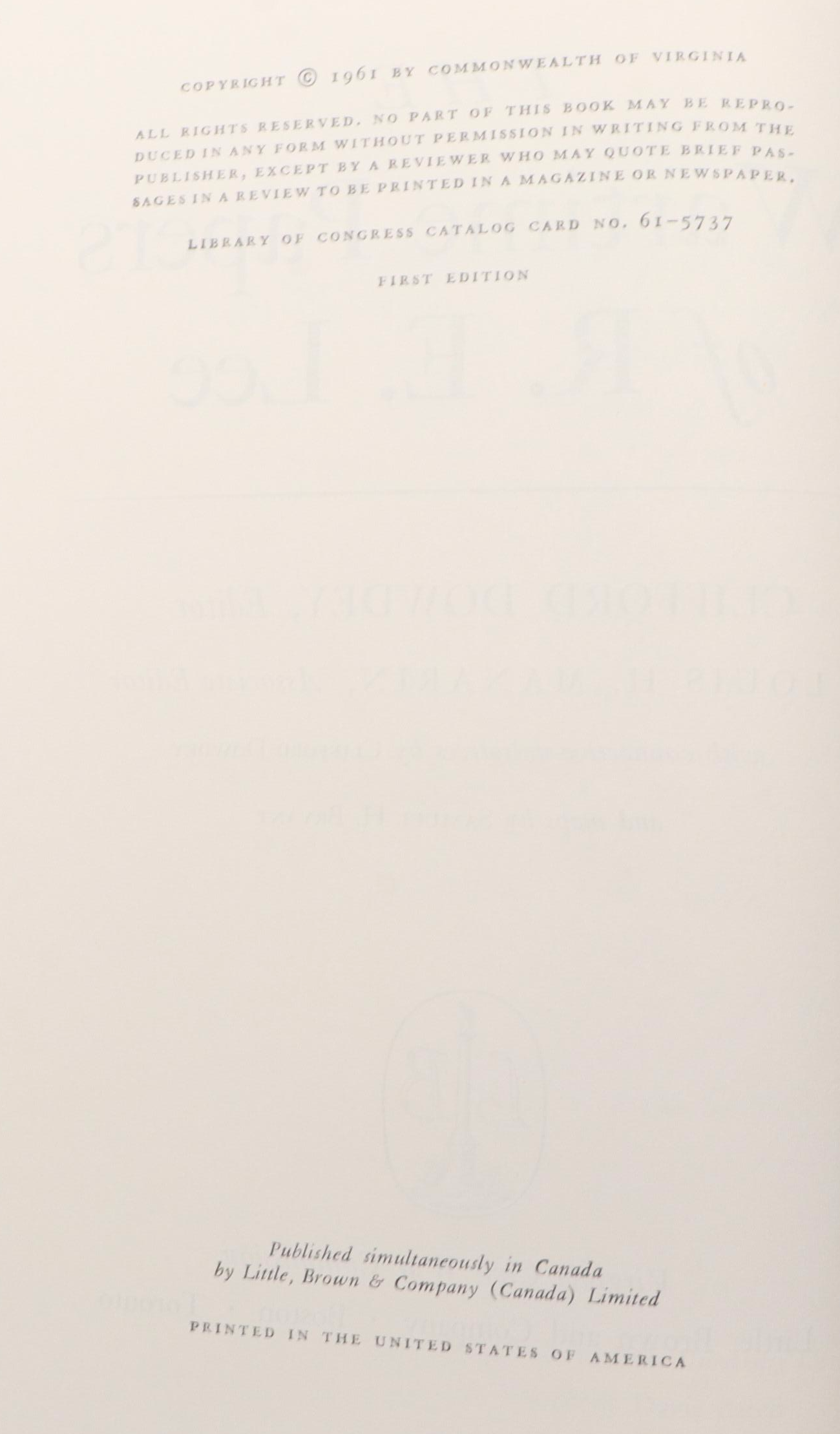 First Edition "The Wartime Papers of R. E. Lee" by Clifford Dowdey and More