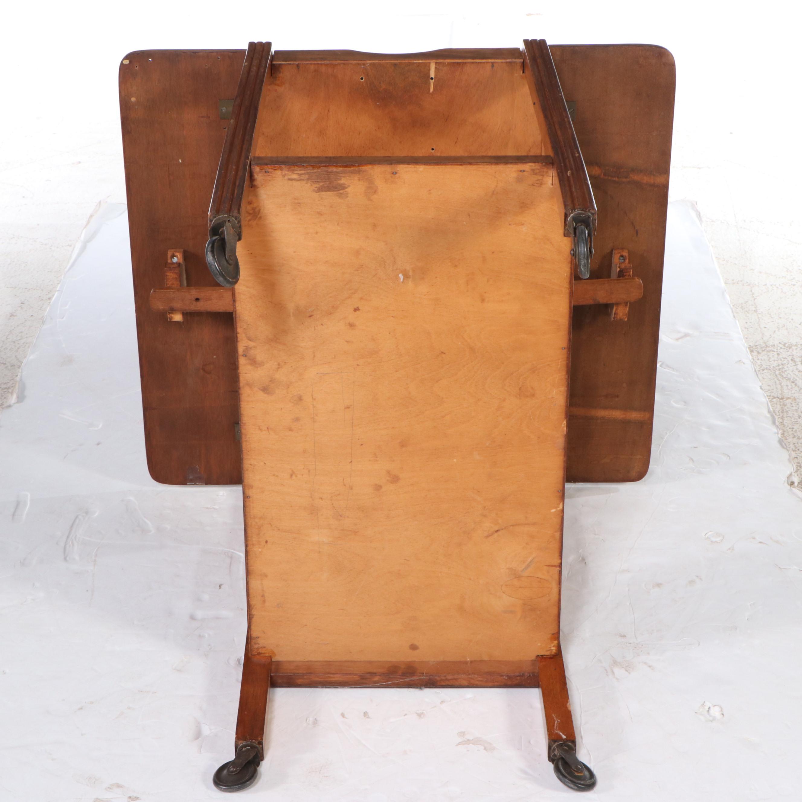 Art Deco Oak Drop Leaf Bar Trolley