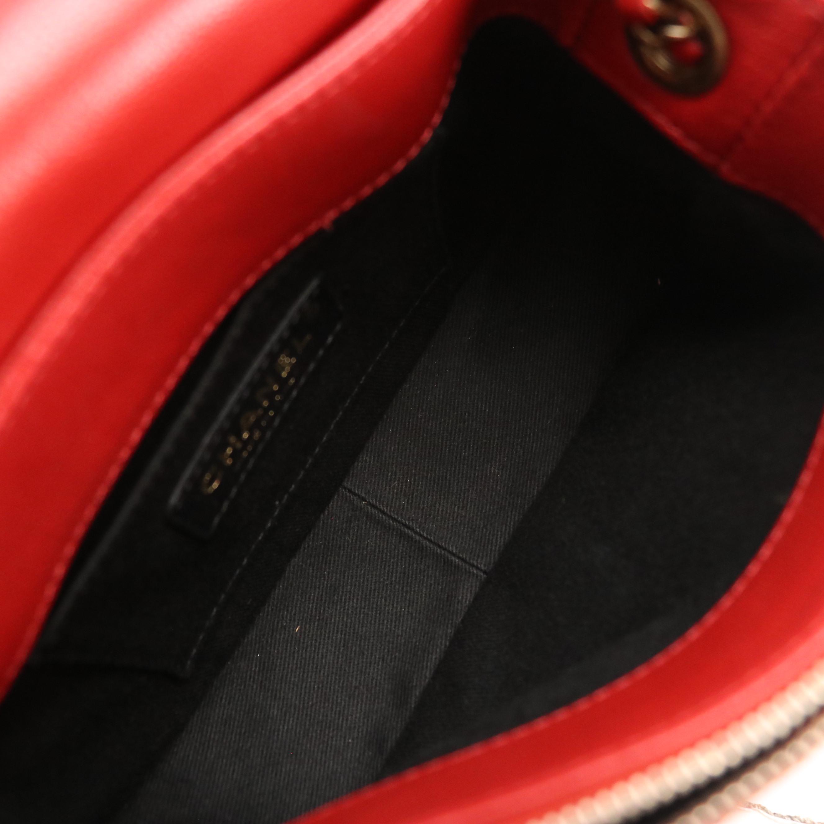 Chanel CC Flap Two-Way Bag in Red Smooth and Quilted Calfskin Leather