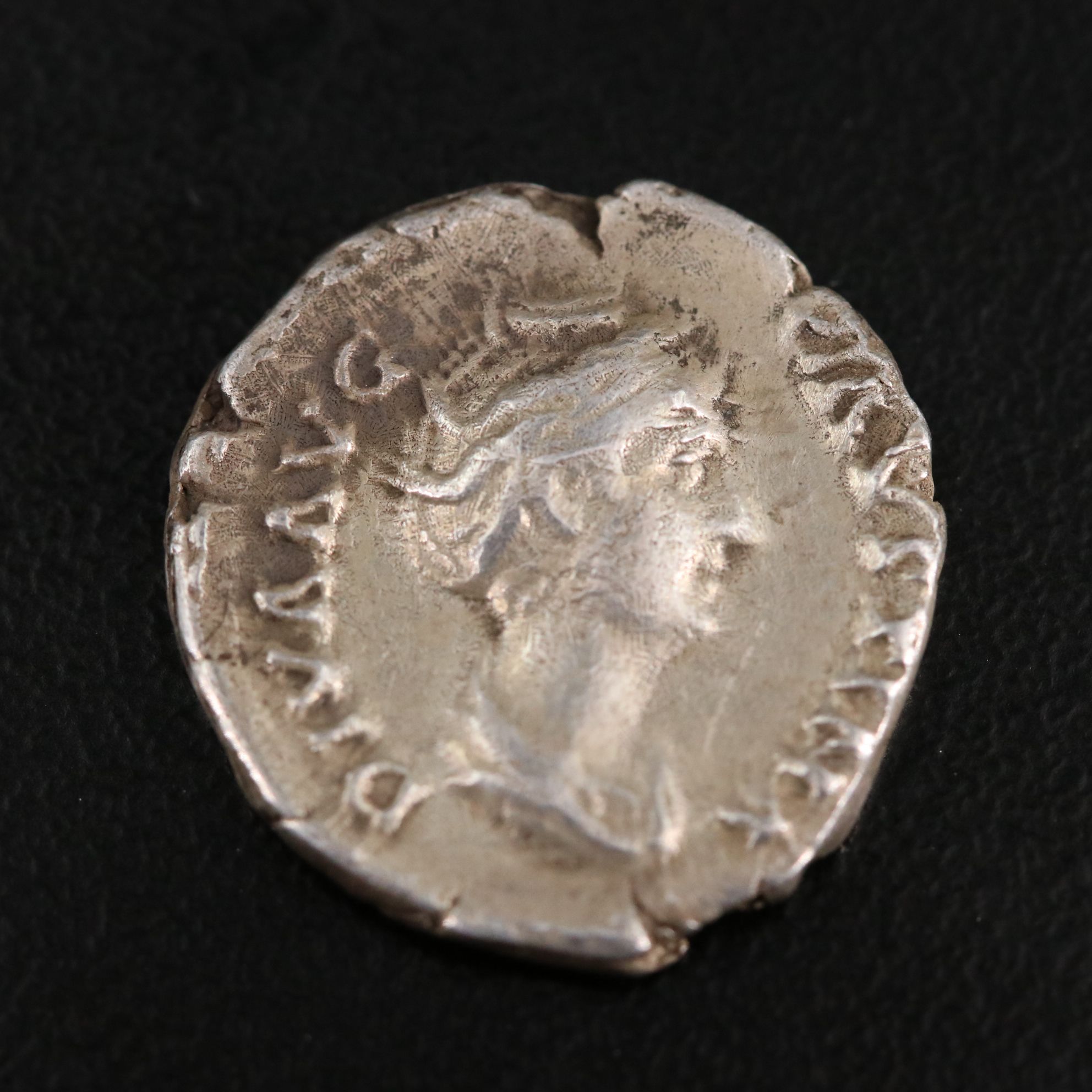 Ancient Roman Imperial AR Denarius Coin of Faustina I, ca. 141 A.D.
