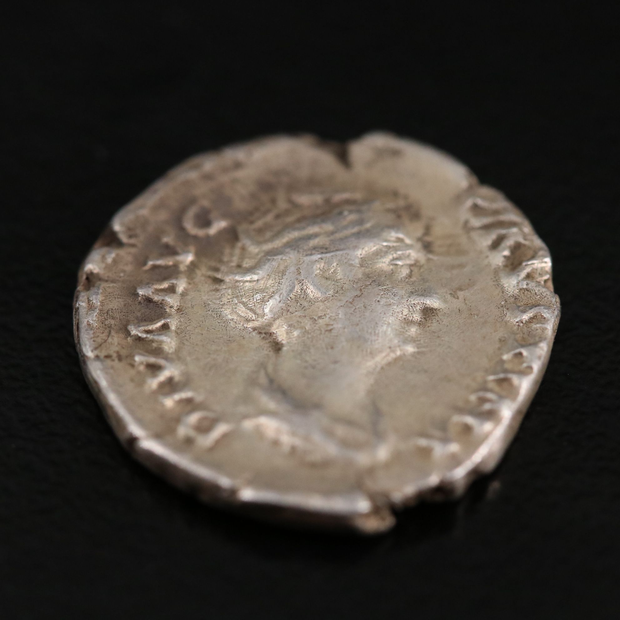 Ancient Roman Imperial AR Denarius Coin of Faustina I, ca. 141 A.D.