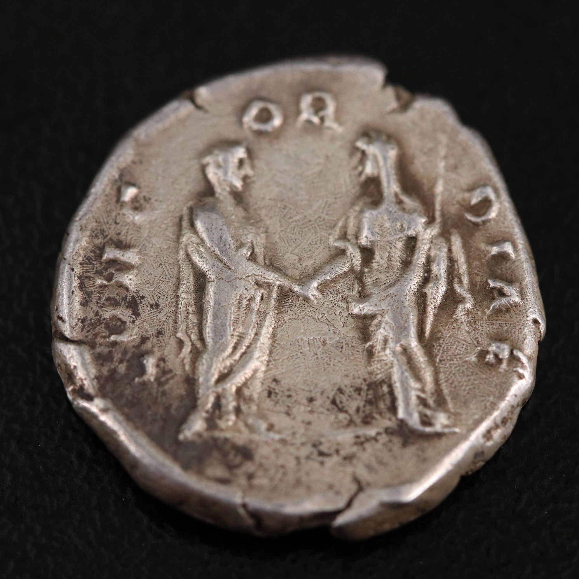 Ancient Roman Imperial AR Denarius Coin of Faustina I, ca. 141 A.D.