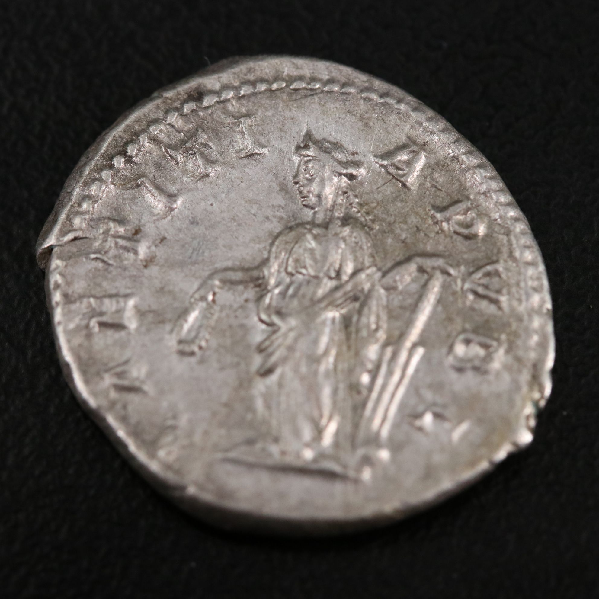 Ancient Roman Imperial AR Denarius Coin of Elagabalus, ca. 219 A.D.
