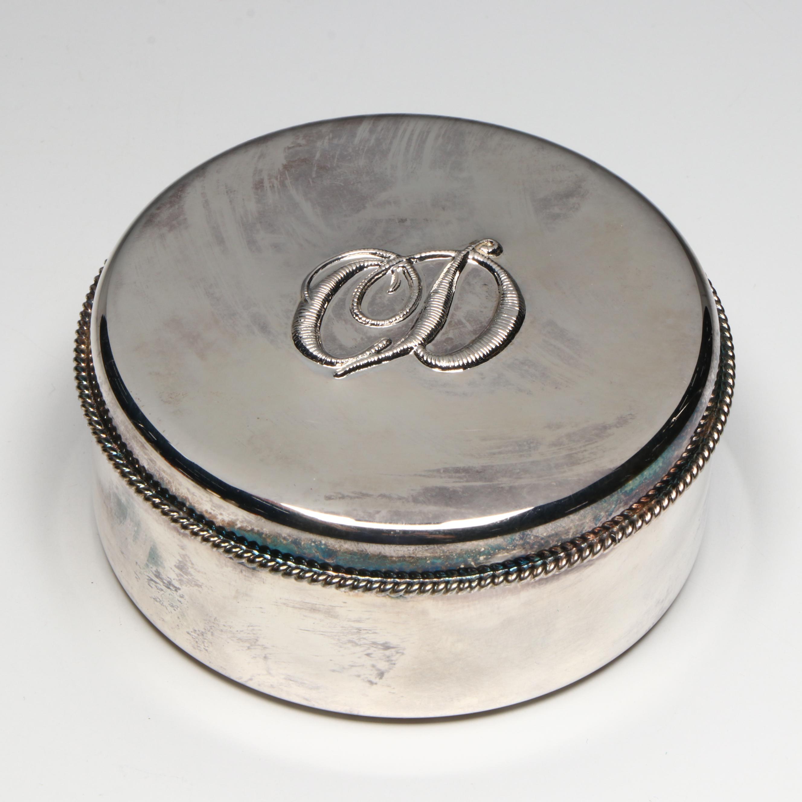 Christian Dior Round Silver Plate Box