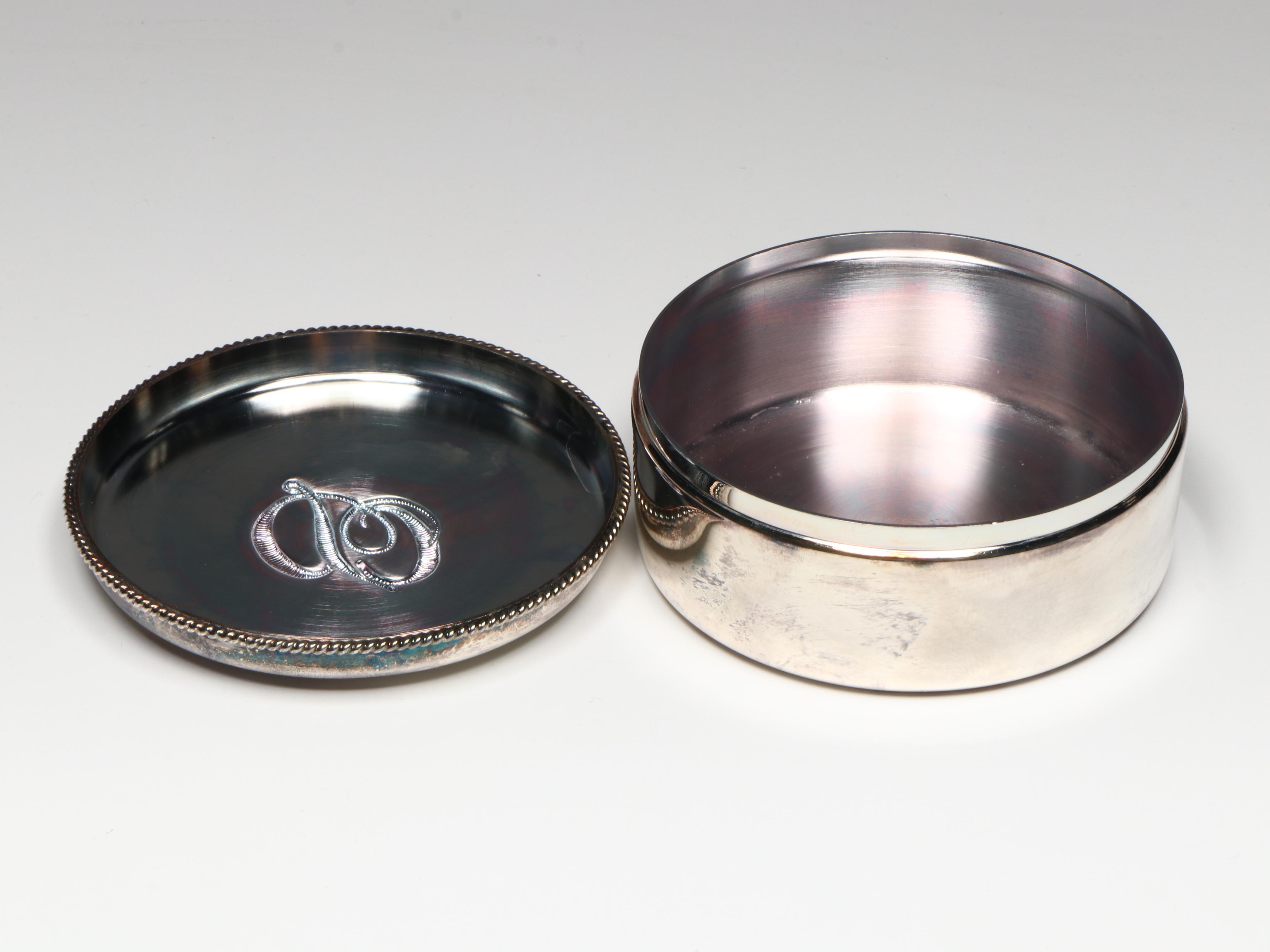 Christian Dior Round Silver Plate Box