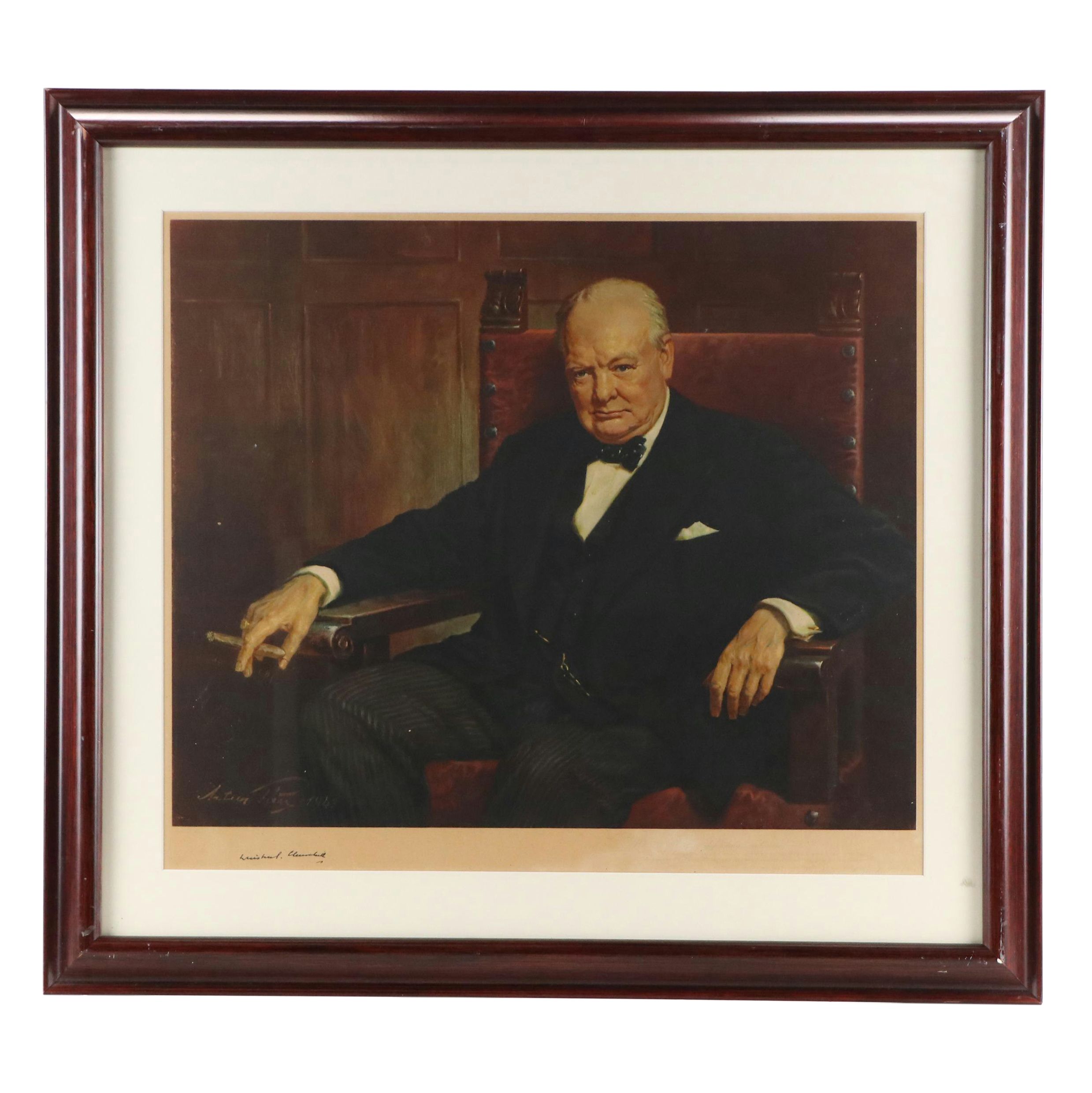 Collotype of Winston Churchill After Professor Arthur Pan