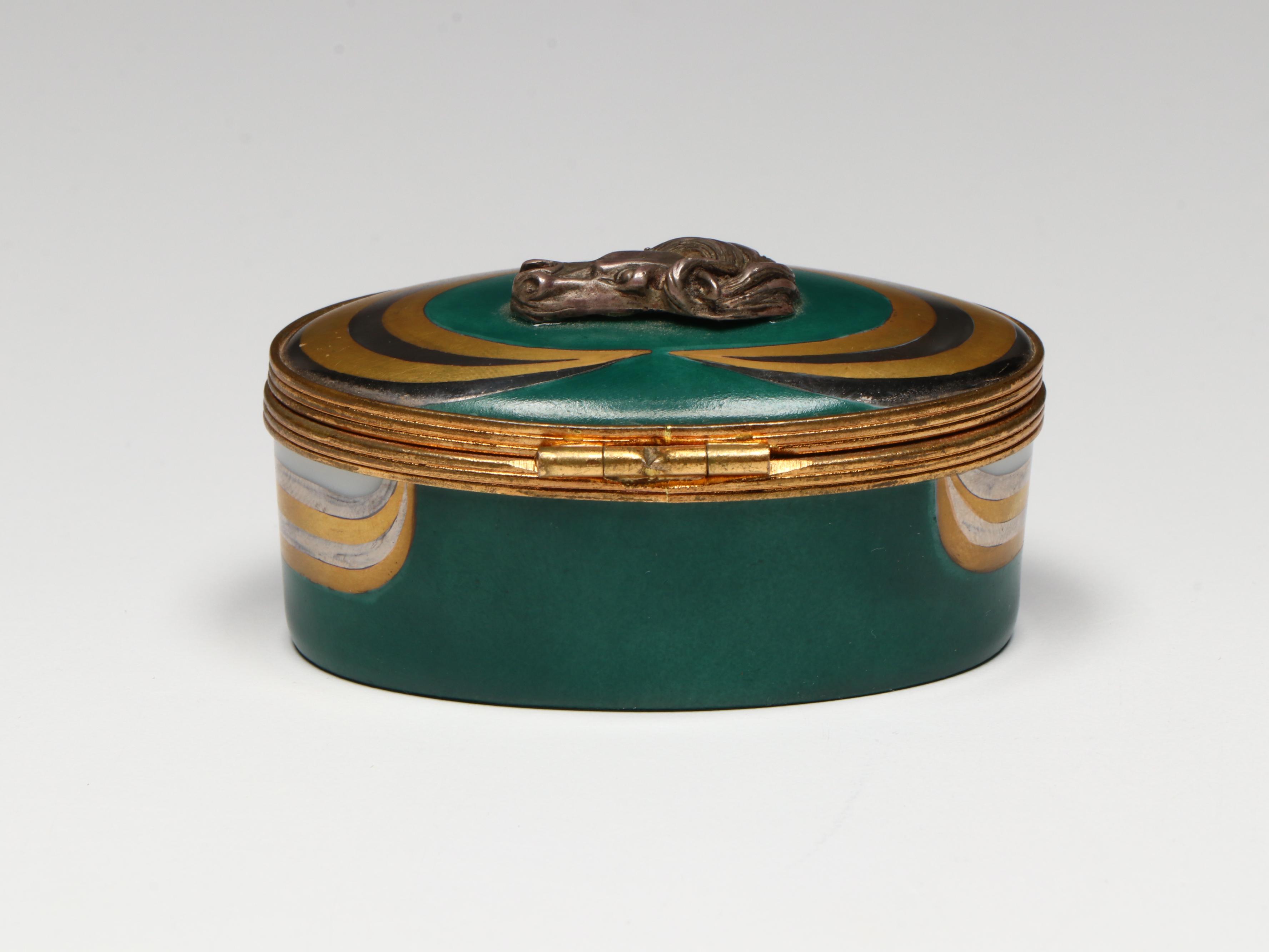 French Hand-Painted Porcelain Horse's Head Limoges Box