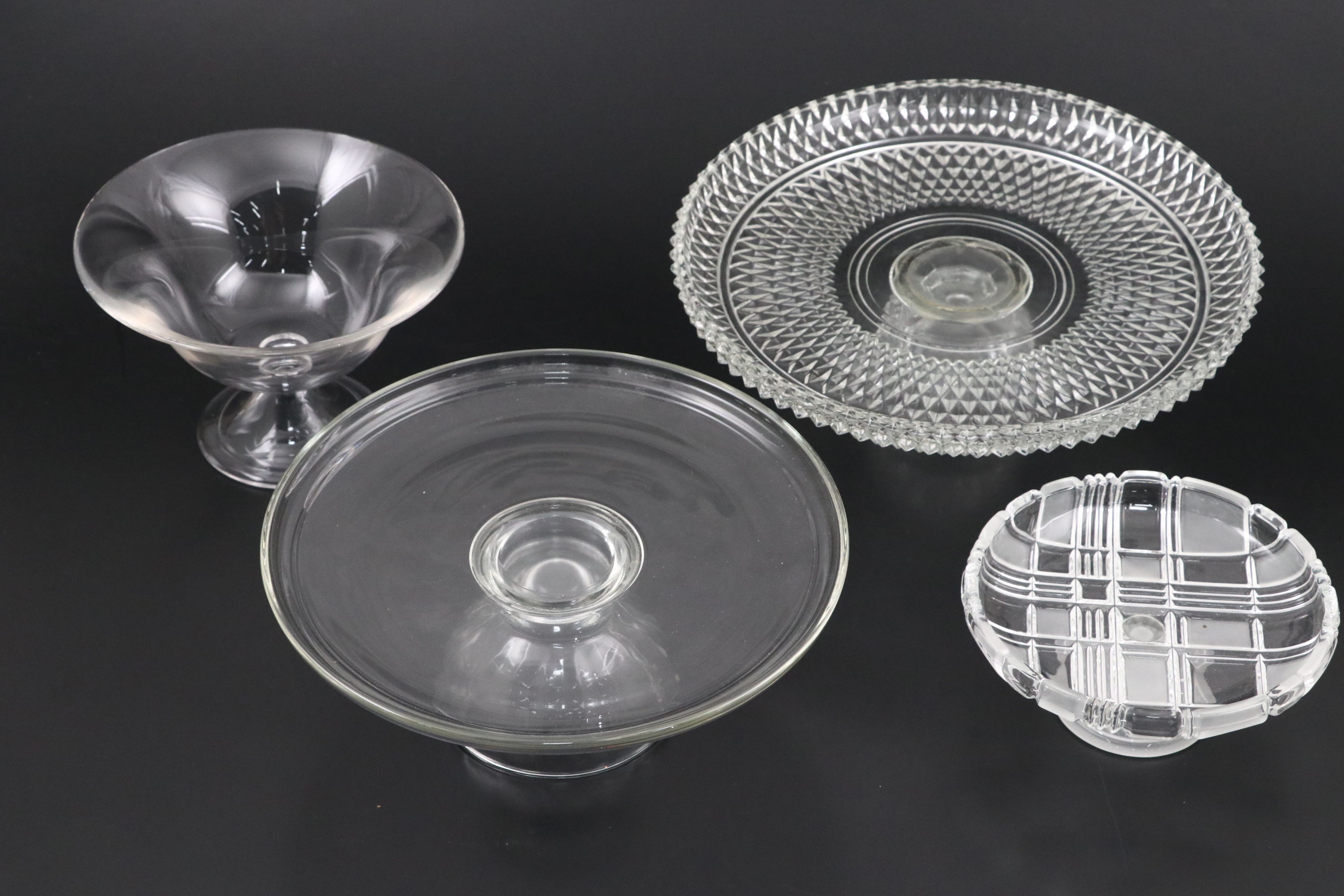 Indiana Glass "Diamond Point" with Other Cake Stand and Tableware