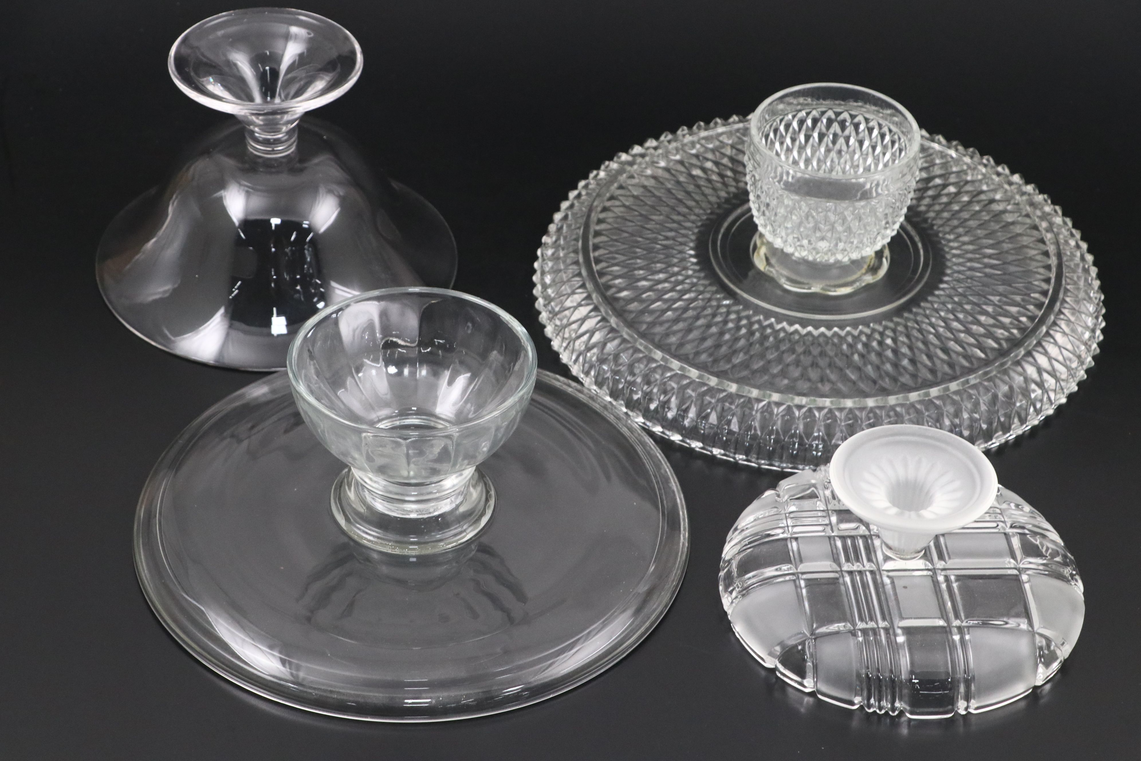 Indiana Glass "Diamond Point" with Other Cake Stand and Tableware