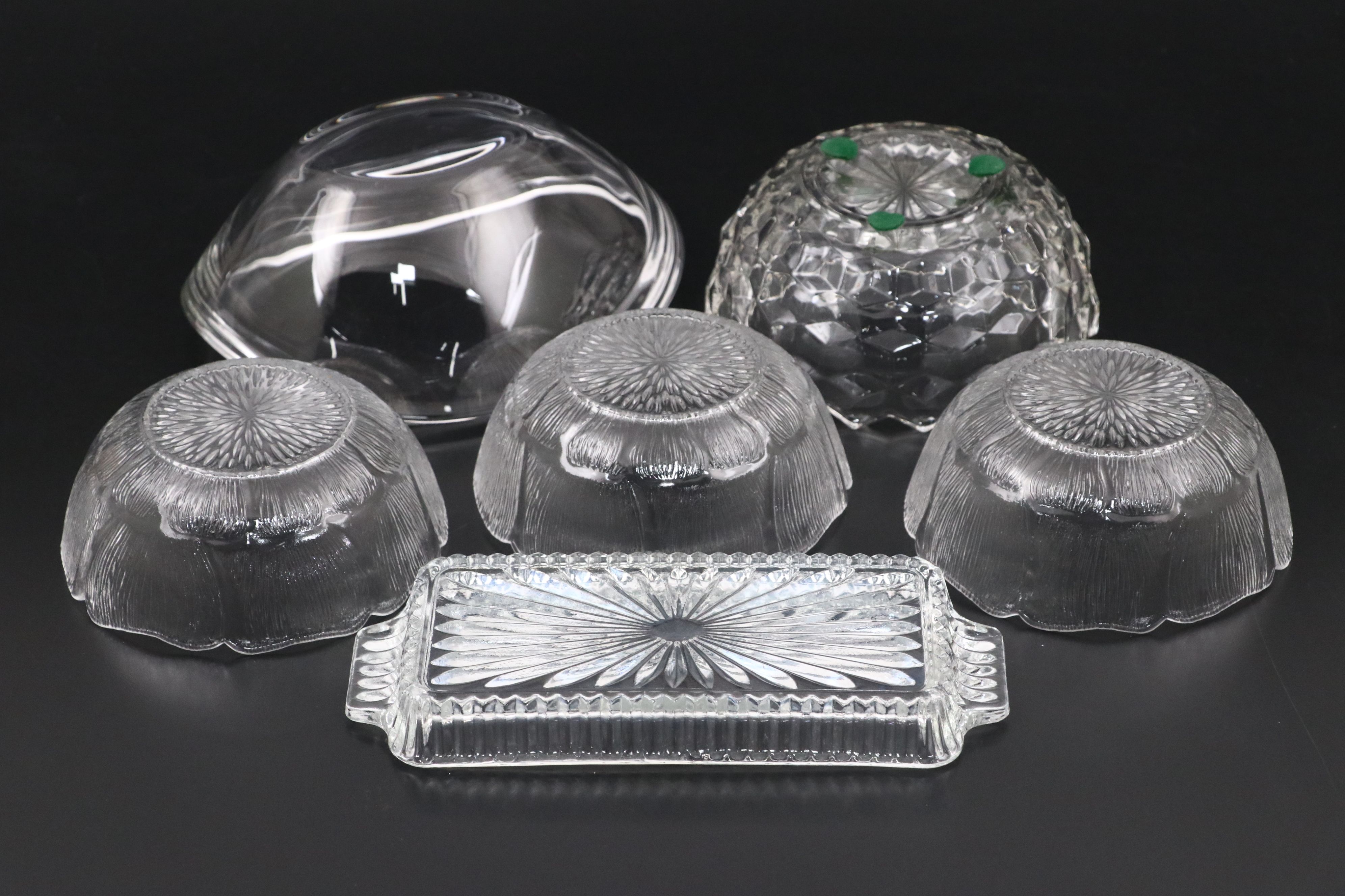 Indiana Glass "Diamond Point" with Other Cake Stand and Tableware
