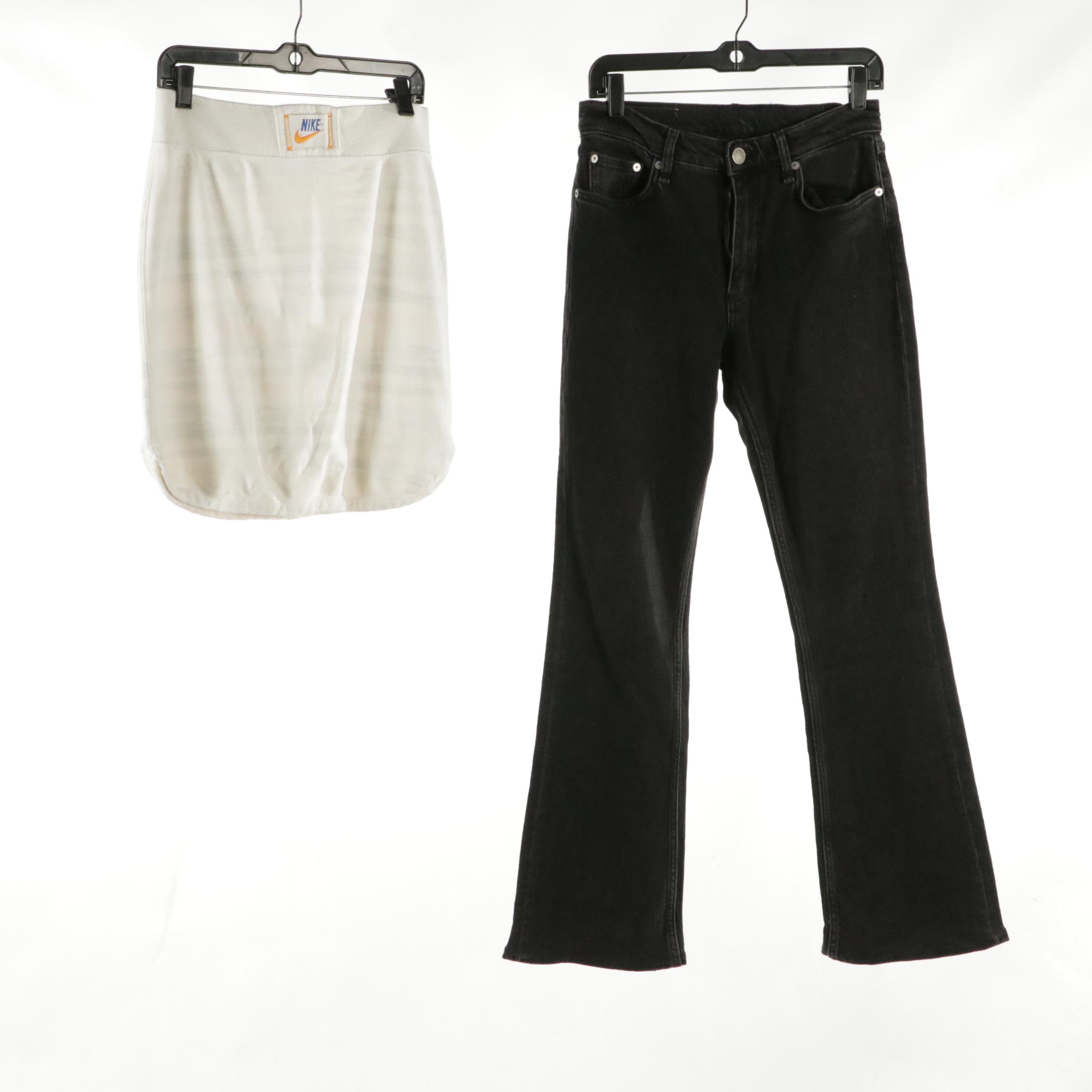 Rag & Bone Black Denim Jeans, Kobi Halperin Flat-Front Pants, and Nike Skirt