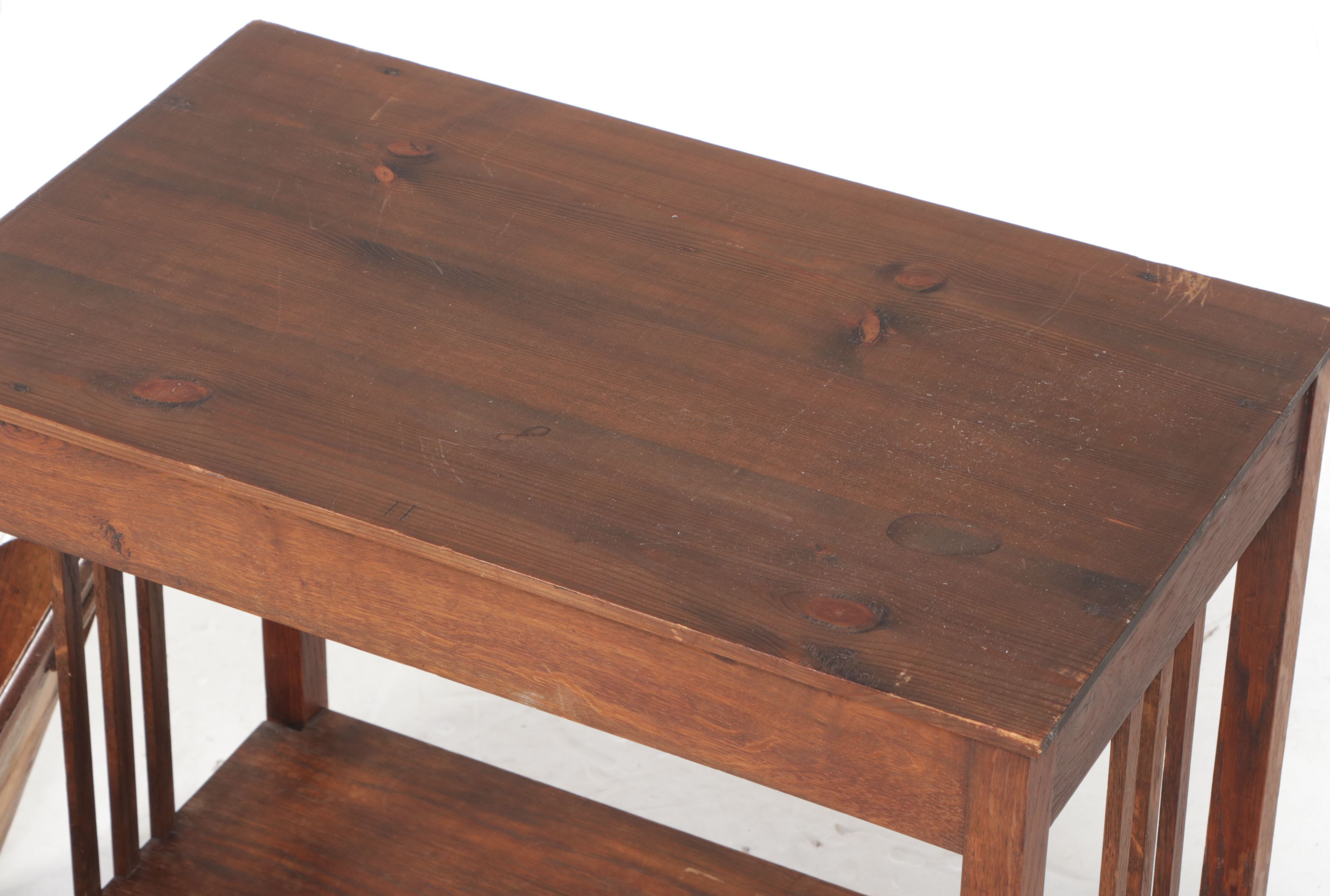 Arts & Crafts Oak Tray Top Serving Table