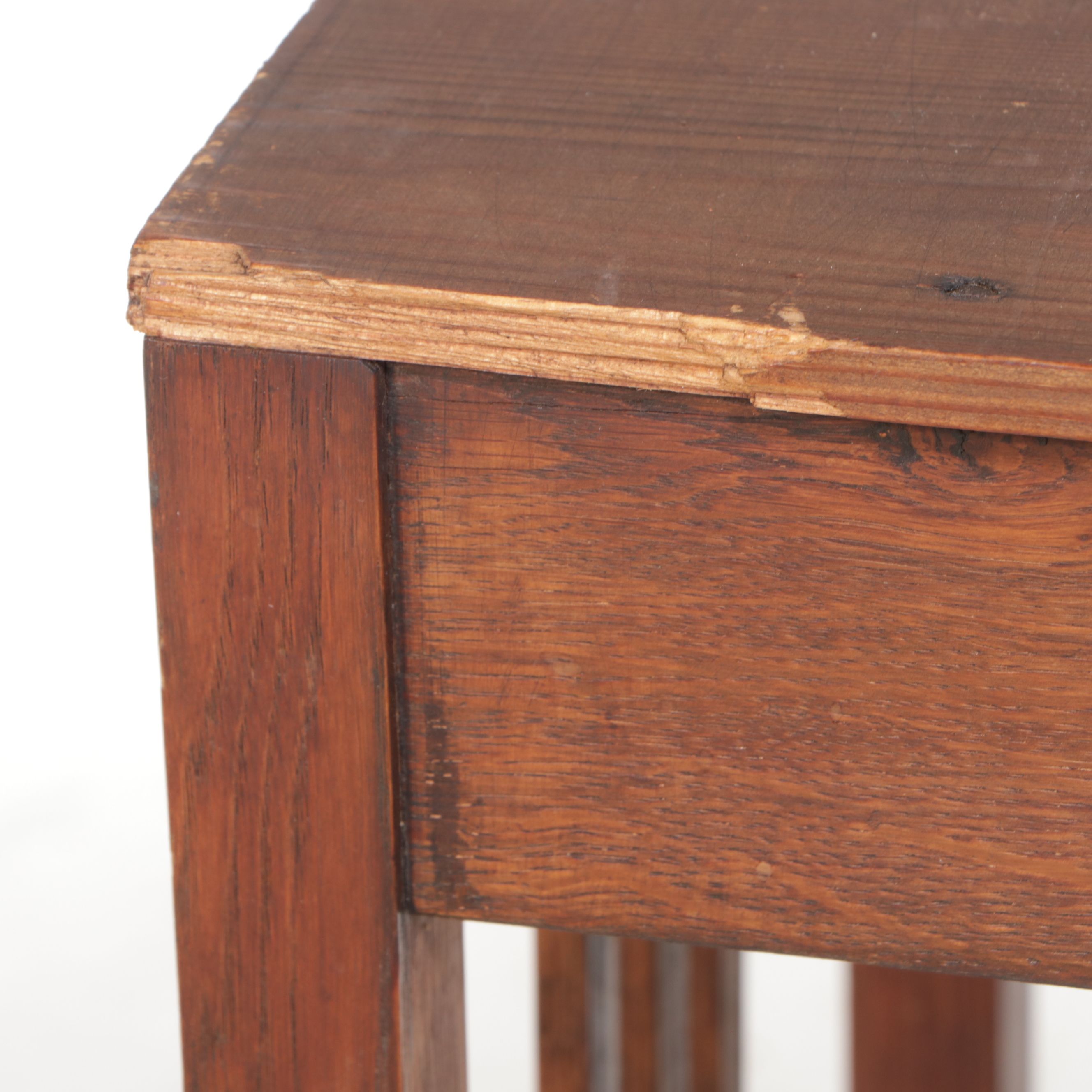 Arts & Crafts Oak Tray Top Serving Table