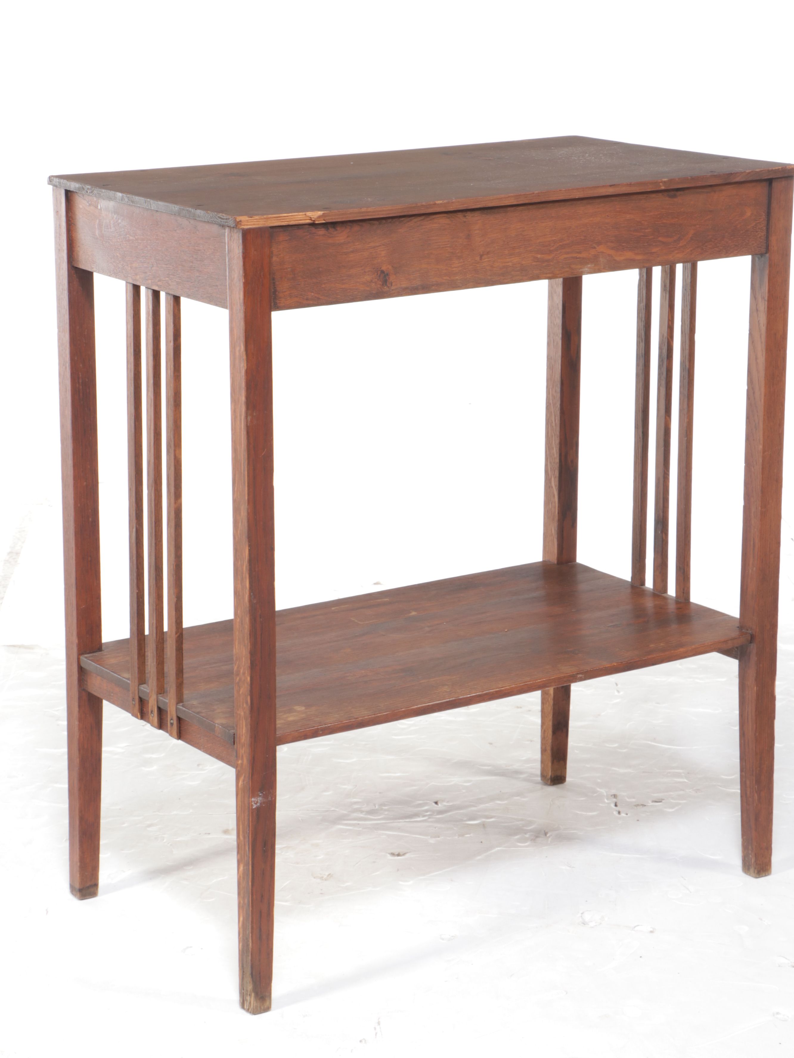 Arts & Crafts Oak Tray Top Serving Table