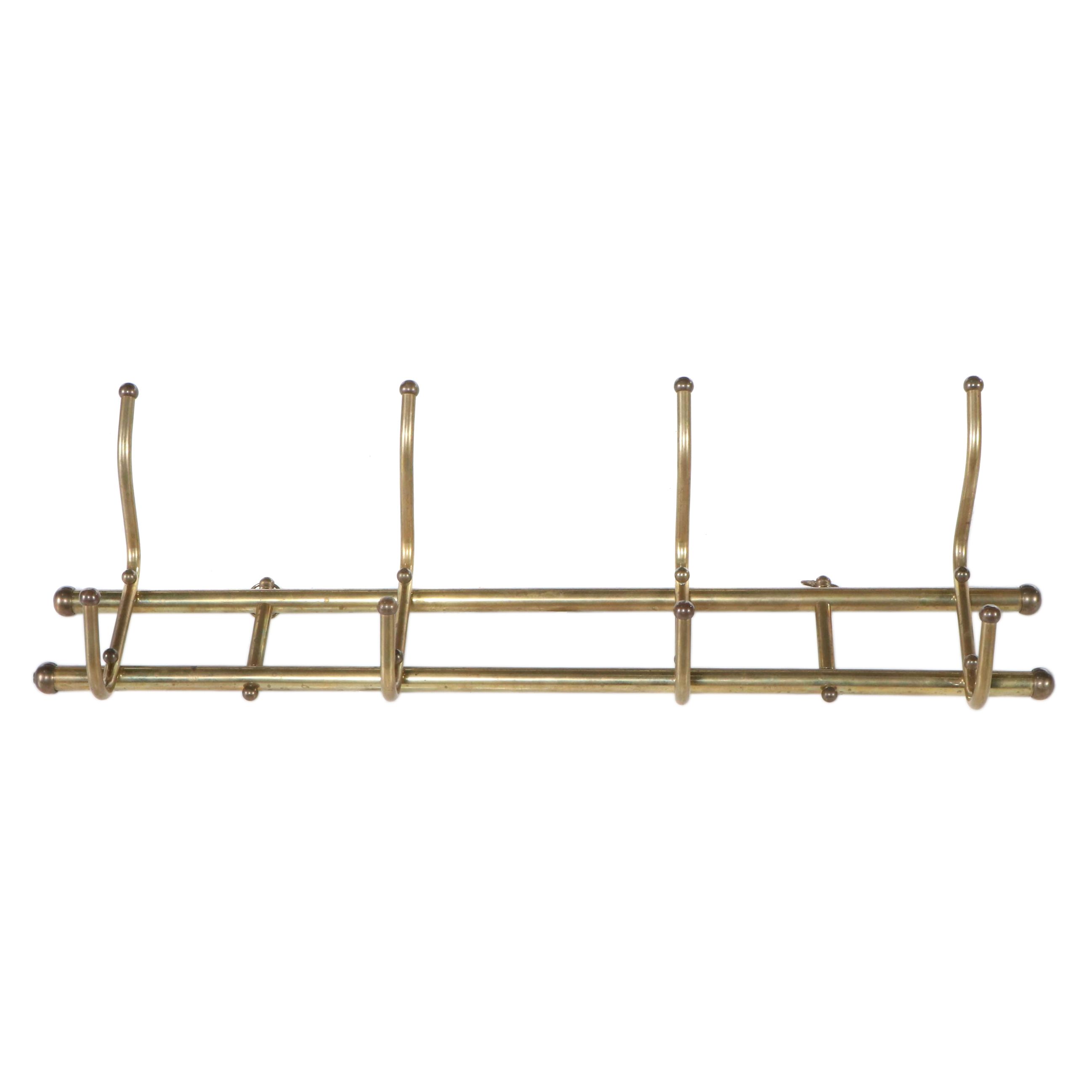 English Style Brass Hanging Coat Rack, 20th Century