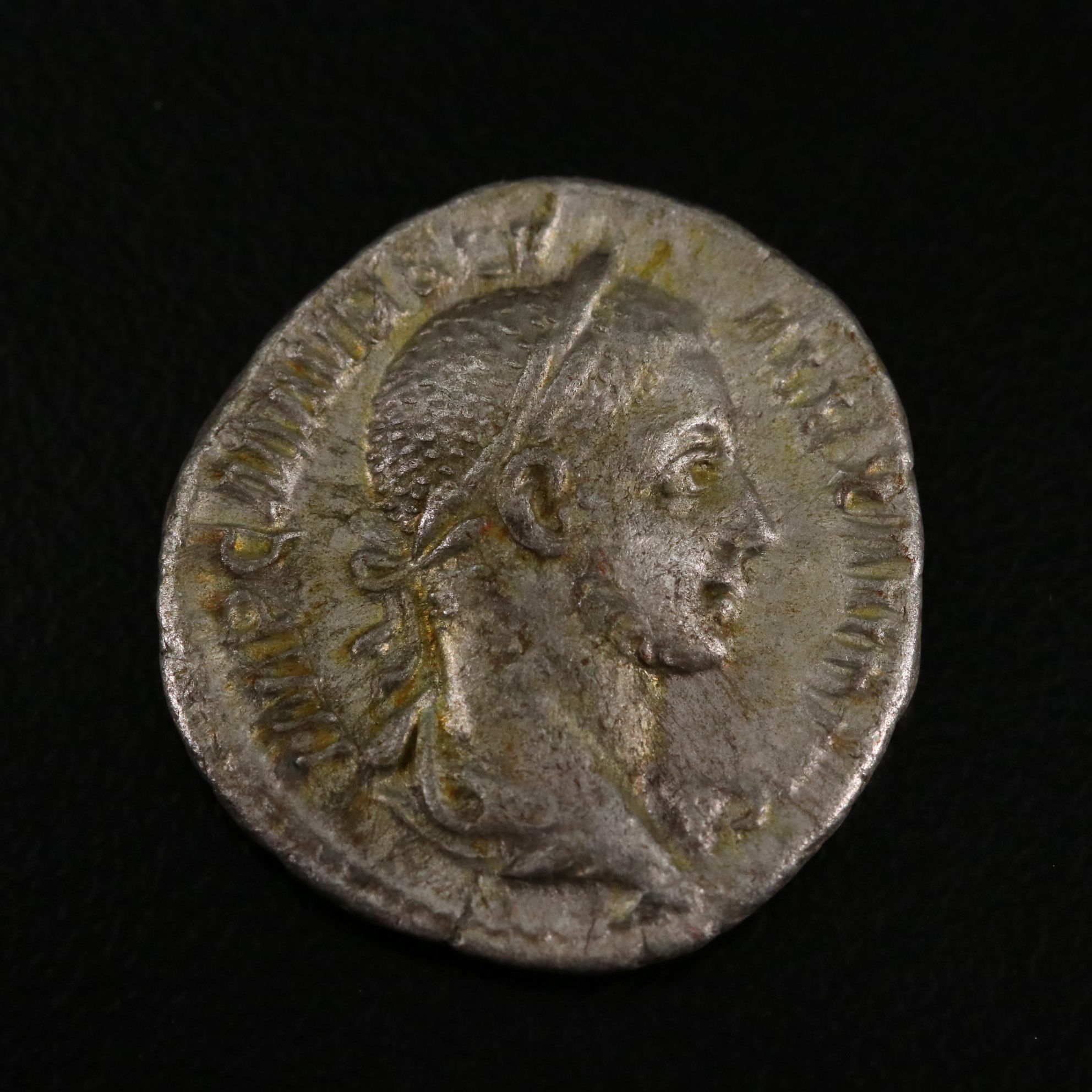 Ancient Roman Imperial AR Denarius Coin of Severus Alexander, ca. 230 A.D.